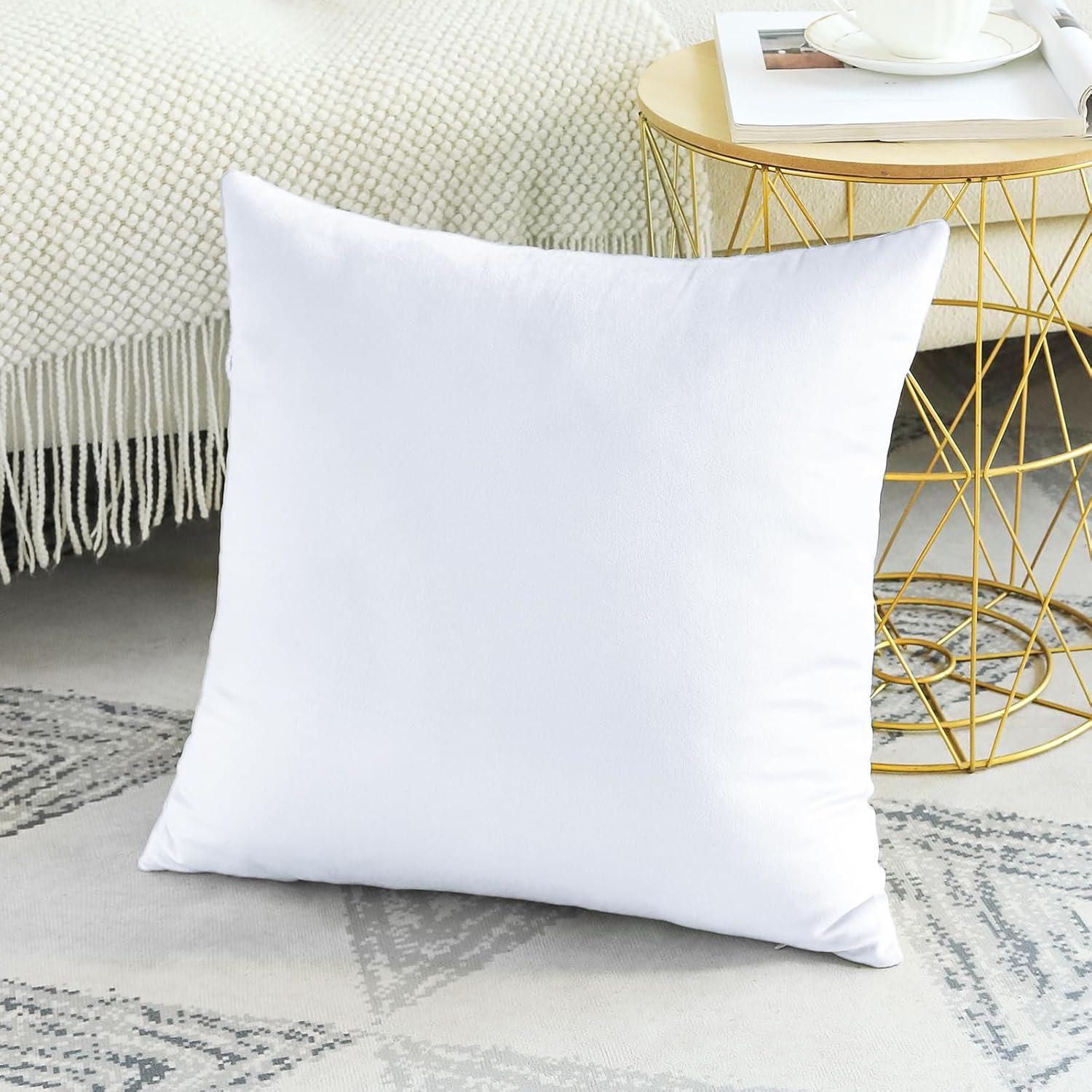 Phantoscope Soft Silky Velvet Series Decorative Throw Pillow, 18" x 18", True White, 1 Pack