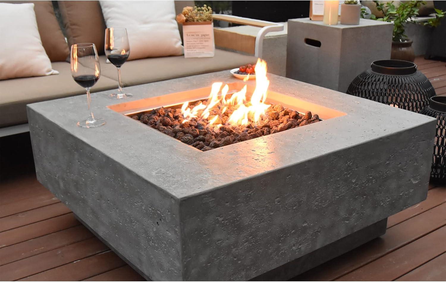 Manhattan  36" Outdoor Fire Pit Propane Table Backyard Patio Heater - Elementi