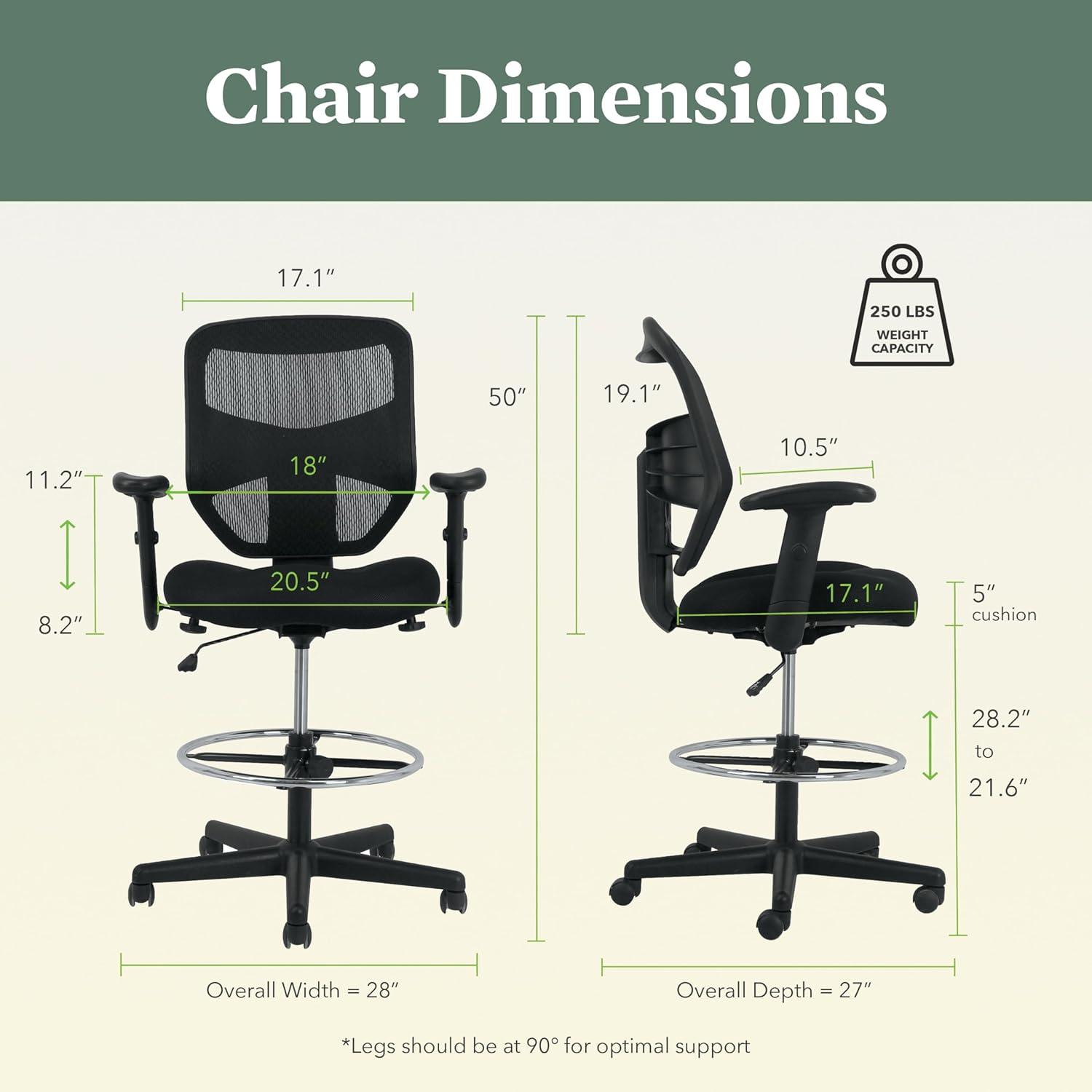 HONProminent High-Back Task Stool, Supports Up To 250 Lb, 21" To 28.1" Seat Height, Black