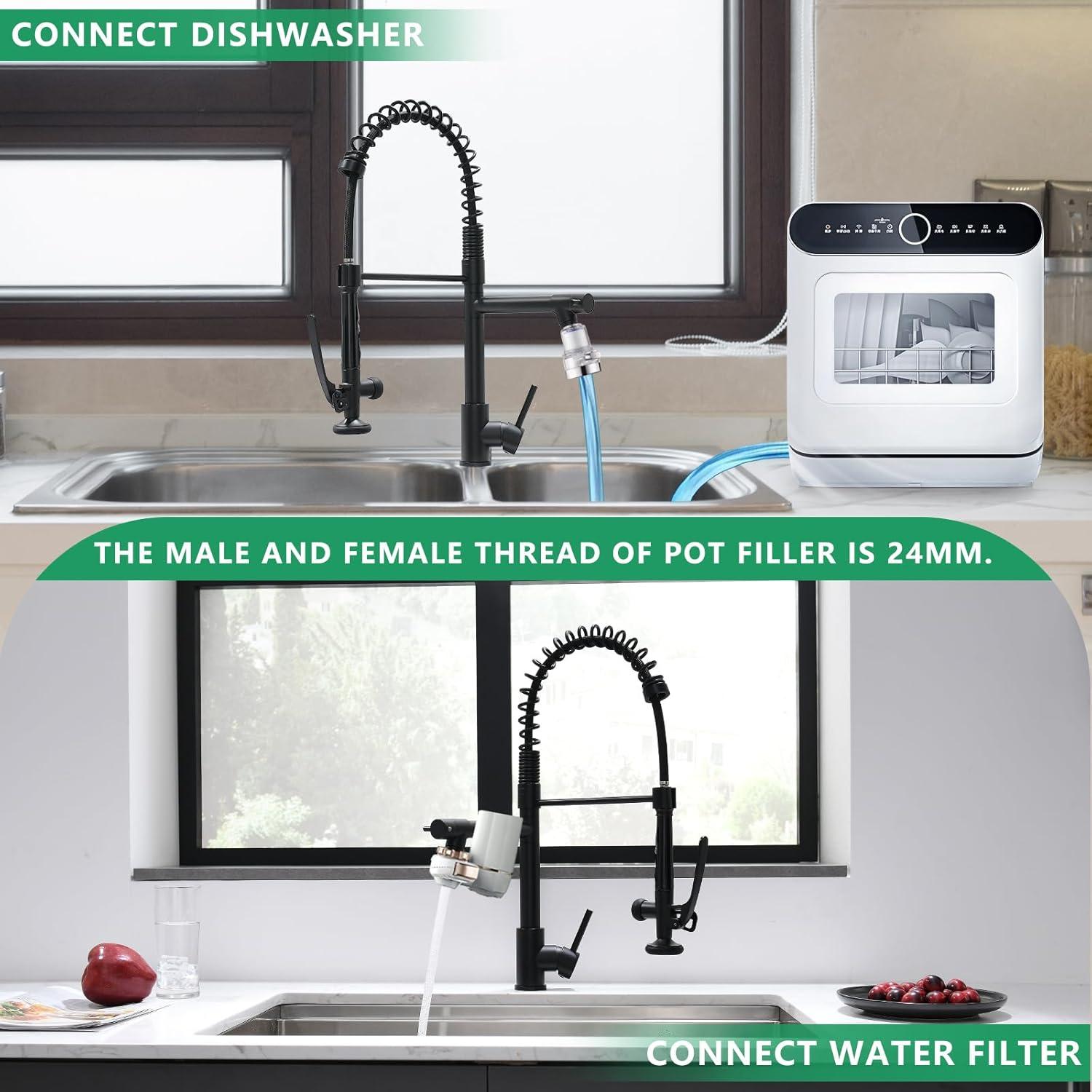 Matte Black Industrial Pull-Down Kitchen Faucet with Sprayer