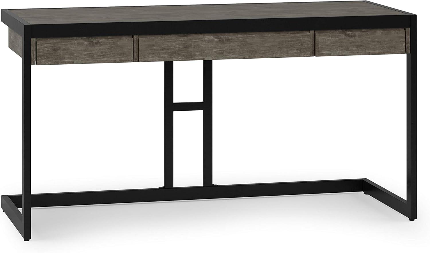Simpli Home Erina Solid Acacia Wood Desk, Industrial Style with Keyboard Tray and 2 Drawers & Reviews | Wayfair