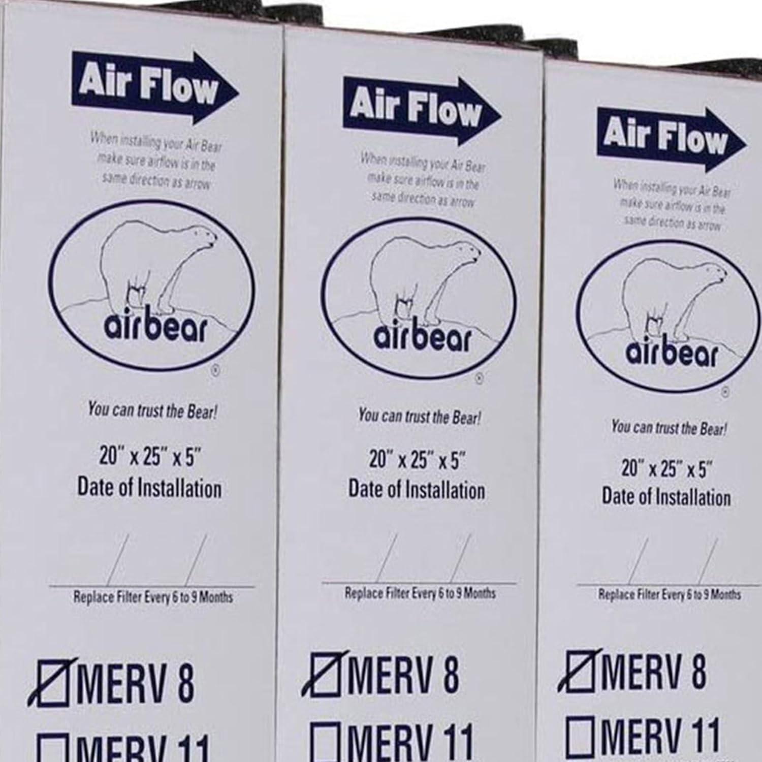 Trion 255649-102 Air Bear 20x25x5 Inch MERV 8 Air Purifier Filter for Air Bear Supreme, Right Angle, and Cub Air Cleaner Purification Systems (3 Pack)