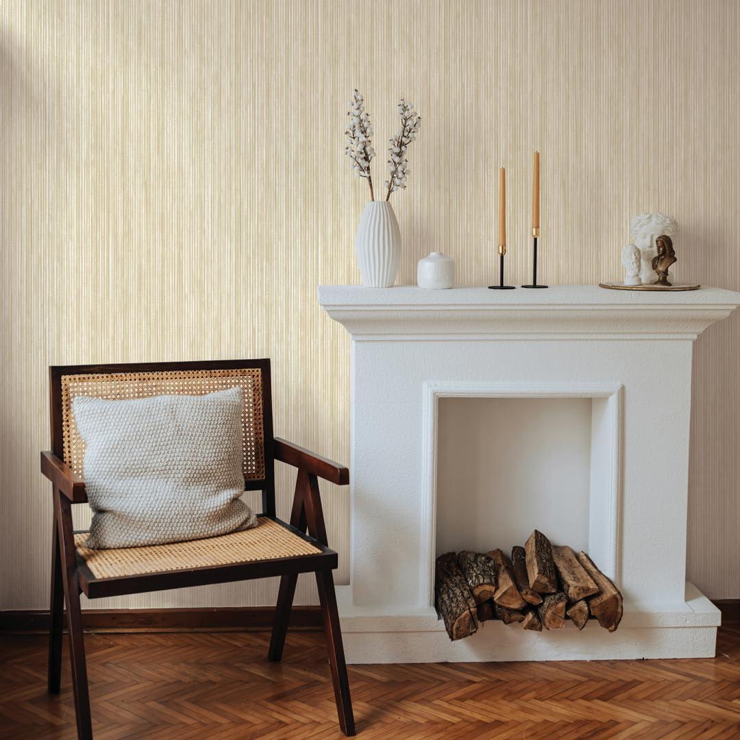 Tempaper & Co.® Faux Grasscloth Removable Peel and Stick Wallpaper, Textured Sand, 28 sq. ft.: Vinyl, Self-Adhesive, Beige