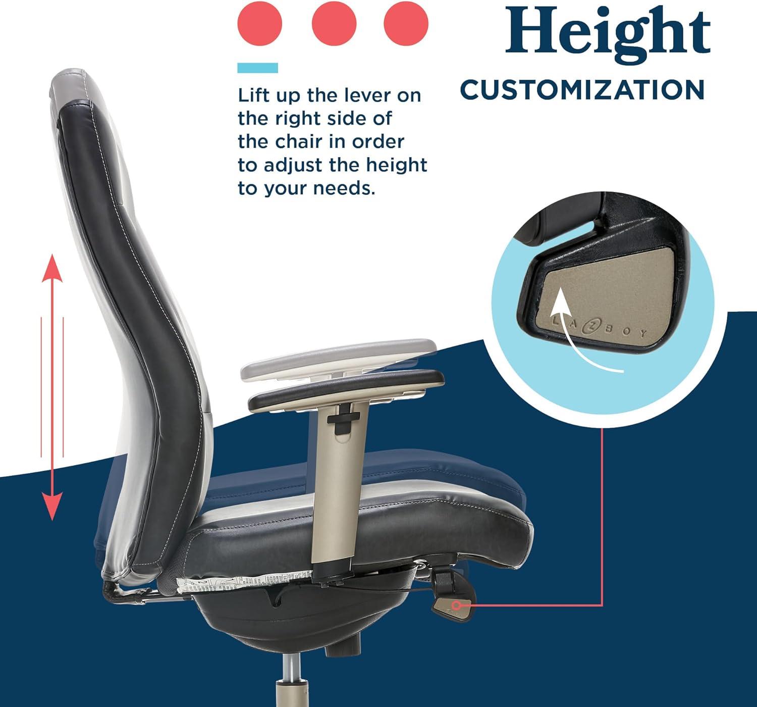 La-Z-Boy Baylor Bonded Leather Adjustable Ergonomic Executive Office Chair with Lumbar Support