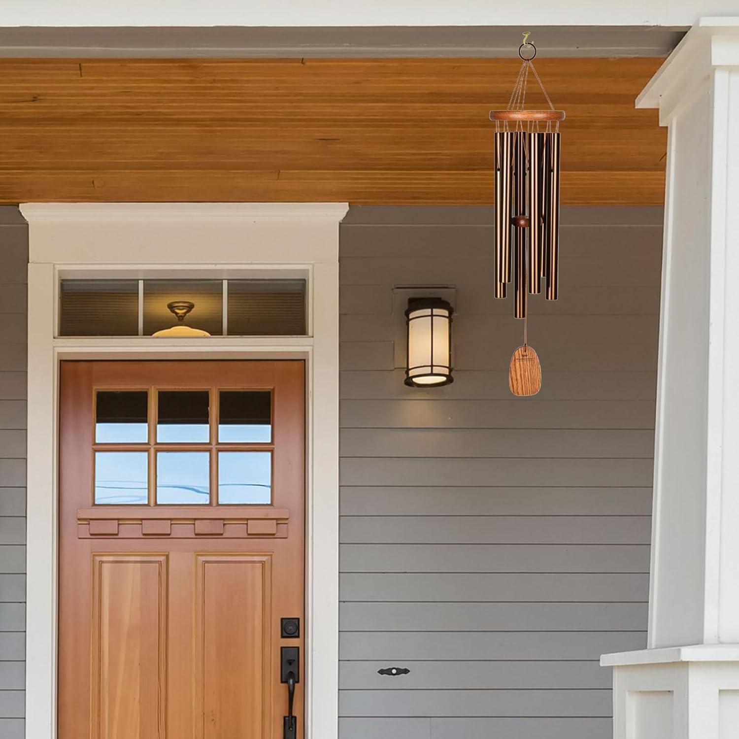 Medium Bronze and Wood Wind Chime with Inspirational Tones