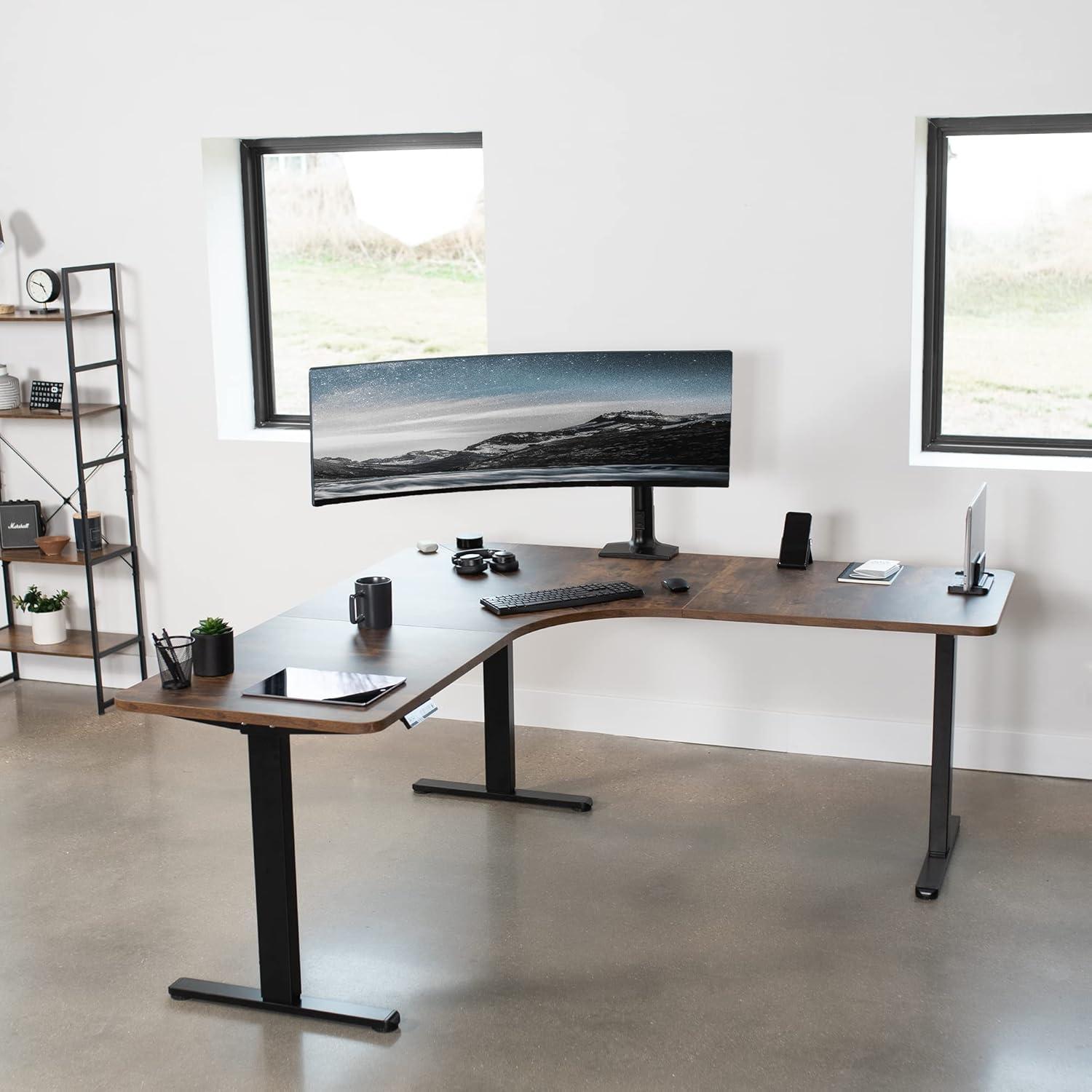 VIVO Electric 71" x 71" Curved Corner Stand Up Desk (E3CB2 Series)