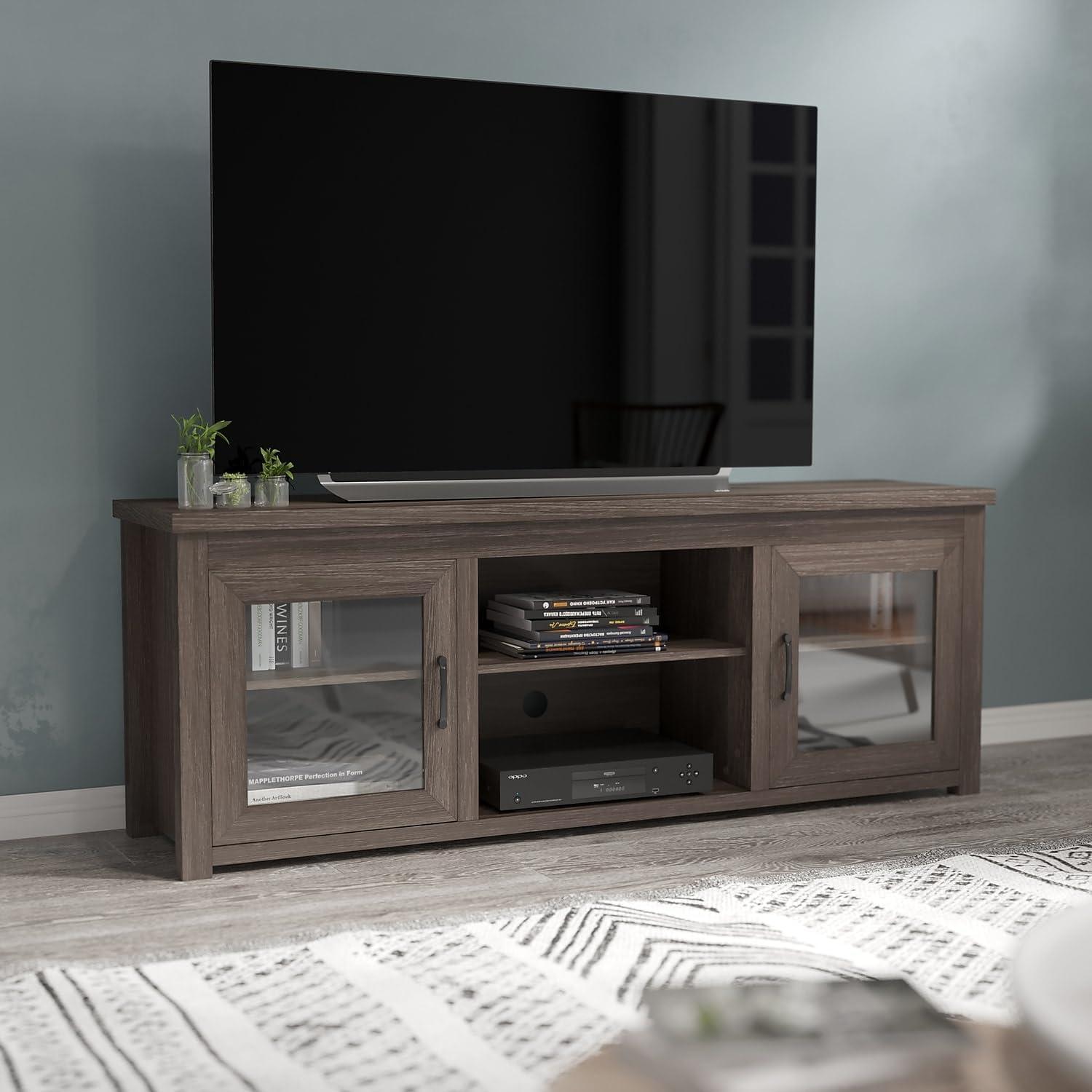 Flash Furniture Hatteras Classic TV Stand for up to 80" TVs with Glass Fronted Doors