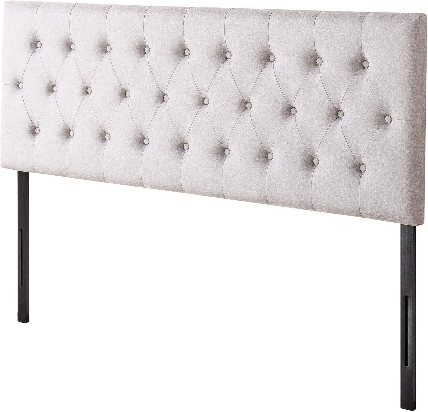 Zinus Trina Upholstered Metal Headboard, Light Grey, Queen