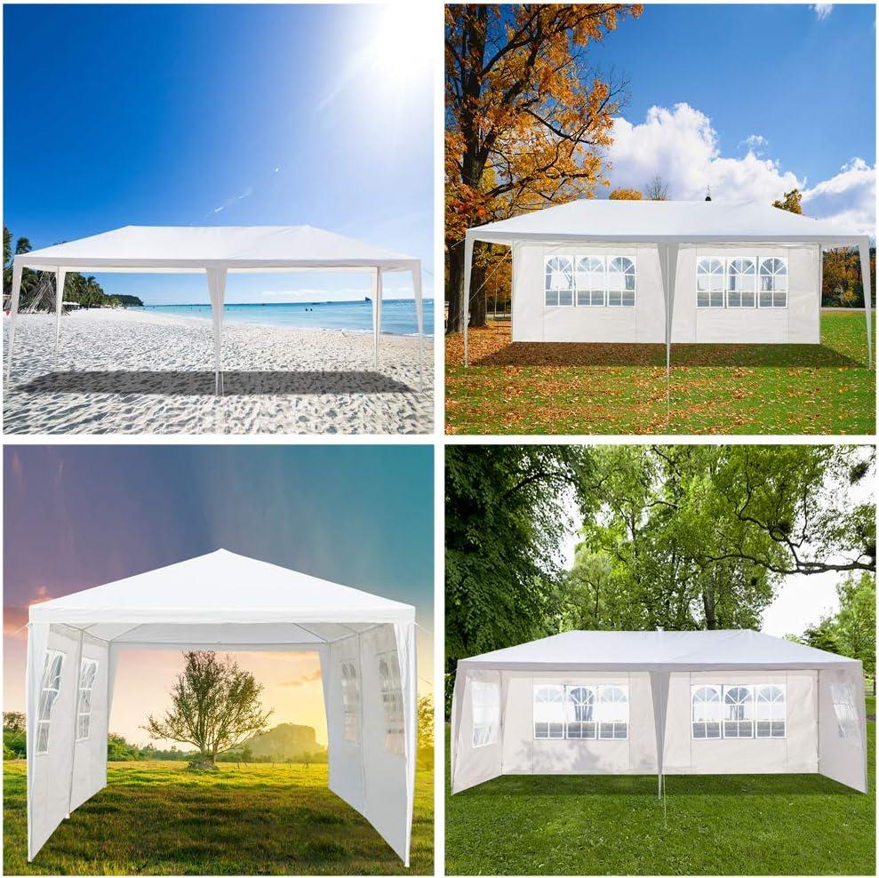 Canddidliike 10' x 20' Waterproof Outdoor Pavilion Tent with 4 Removable Walls, Heavy duty White Canopy