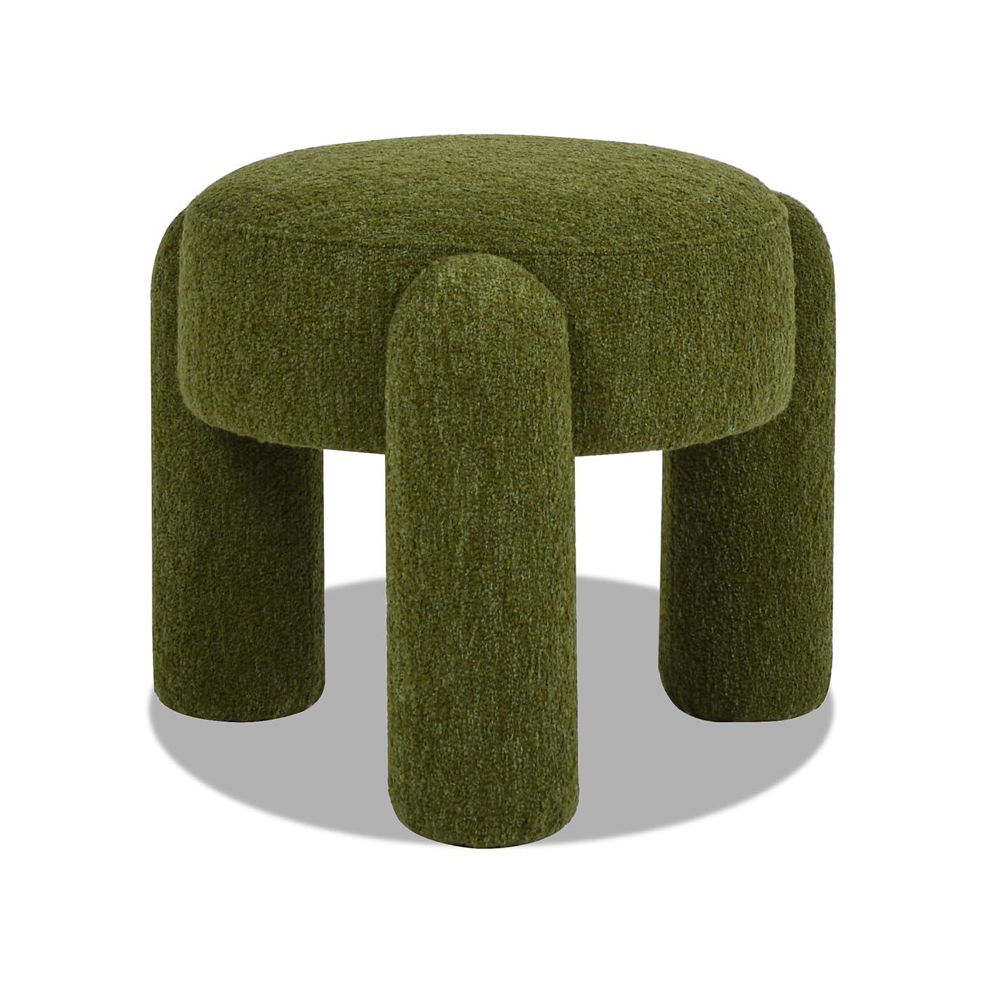 Jennifer Taylor Home Hugo 20.5" Round Fully Upholstered Ottoman, Moss Green Boucle