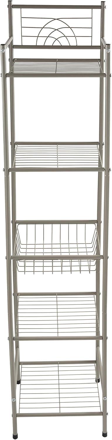 Satin Nickel 5-Tier Freestanding Bathroom Storage Shelf