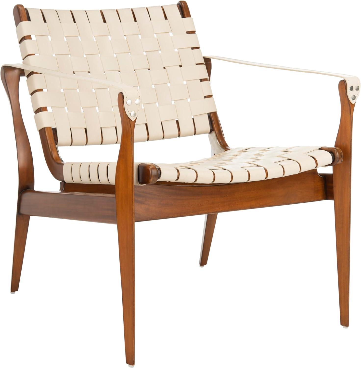 Dilan Leather Safari Chair  - Safavieh