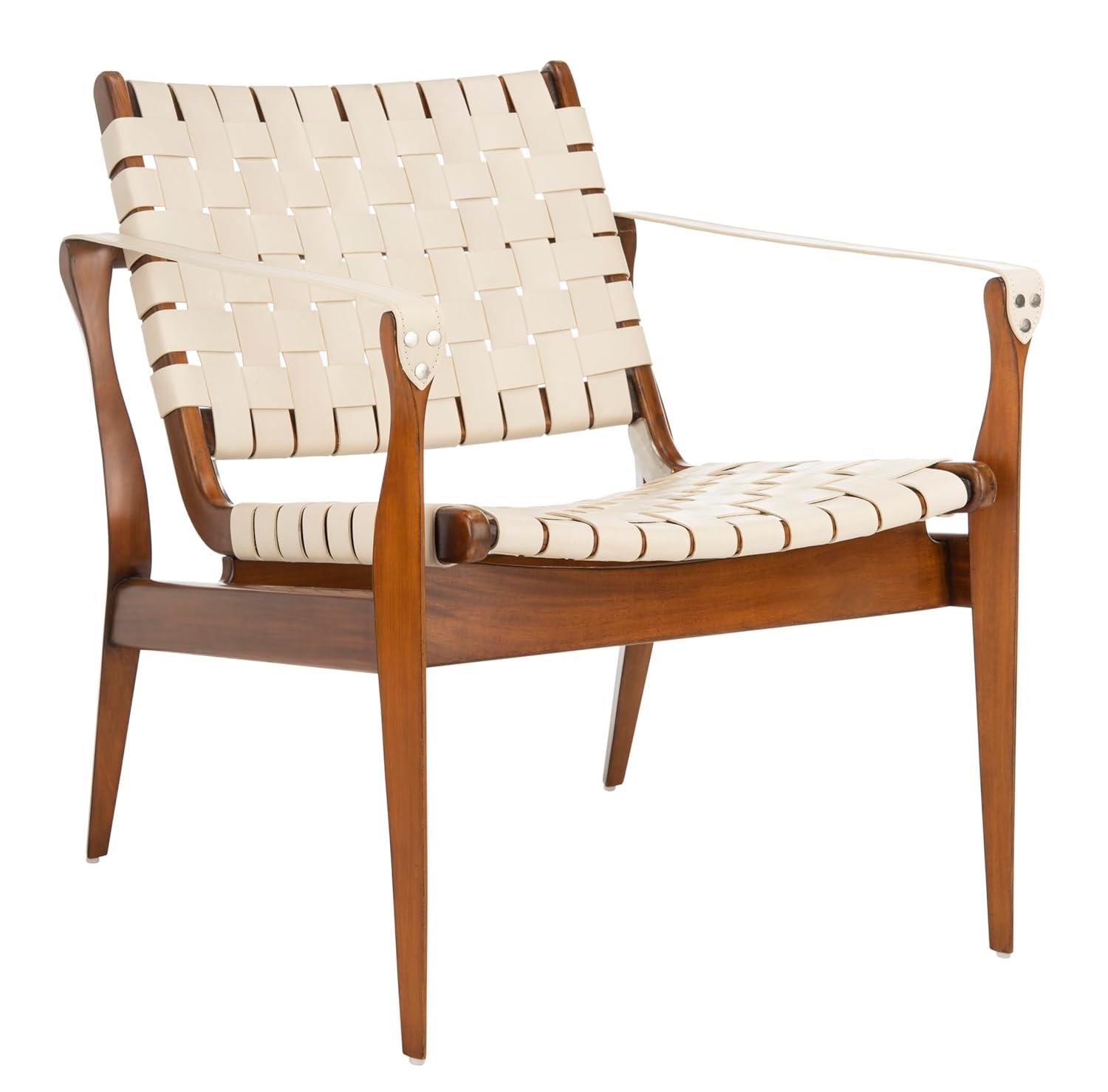 Dilan Safari Chair - SFV9005 - Cream/Light Brown - Safavieh Couture