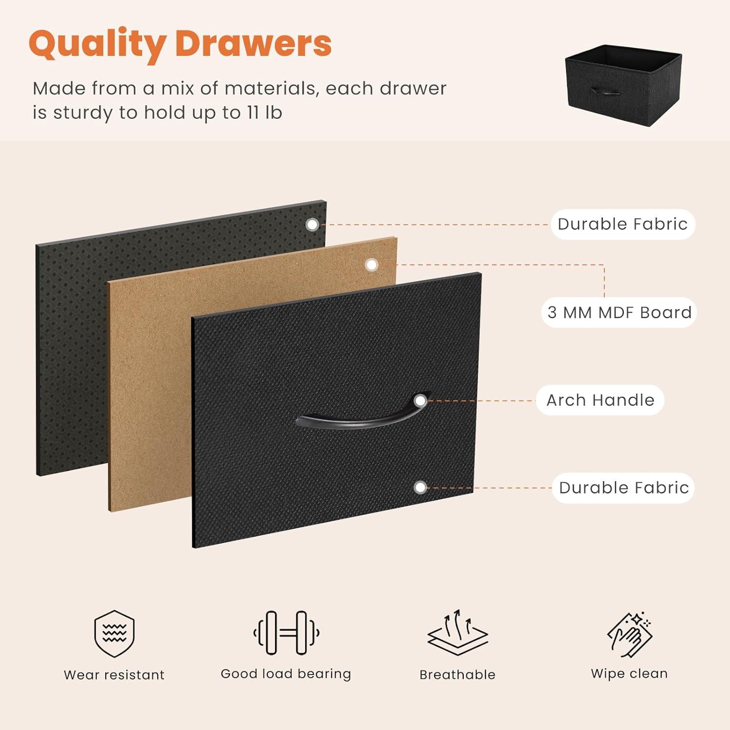 Sweetcrispy Dresser for Bedroom, Wide Chest of Drawers, Fabric Dresser Organizer with 5 Drawers, TV Stand, Storage Organizer Unit with Fabric Bins for Closet, Living Room, Hallway
