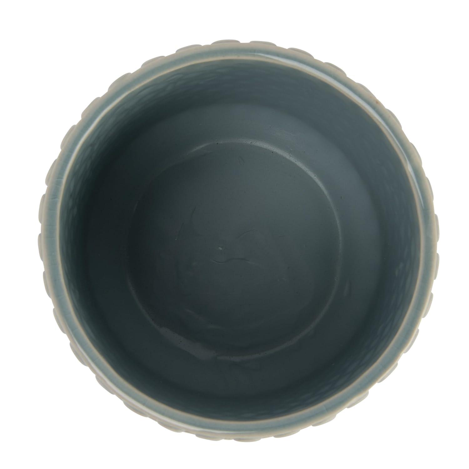 Bloomingville Round Stoneware Planter Pot with Polka Dots, Sky Blue