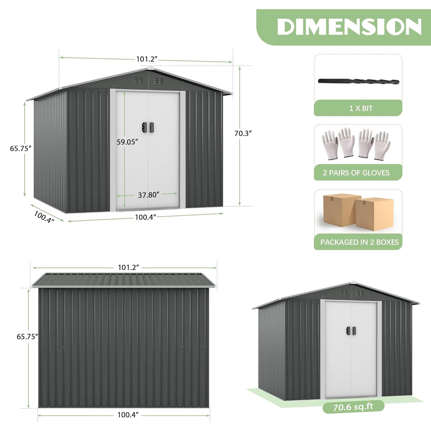 Jaxpety 8 ft. W x 8 ft. D Metal Storage Shed