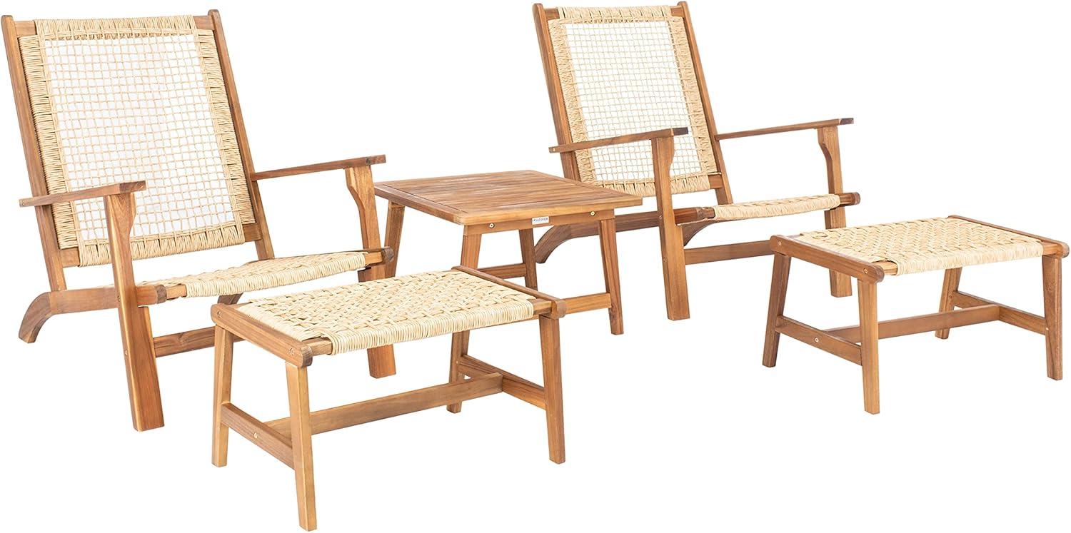 Chantelle Natural Acacia and Rattan 5-Piece Patio Set