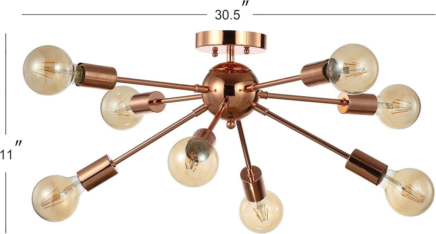 Copper 30.5" 8-Light Sputnik Metal LED Flush-Mount, Copper