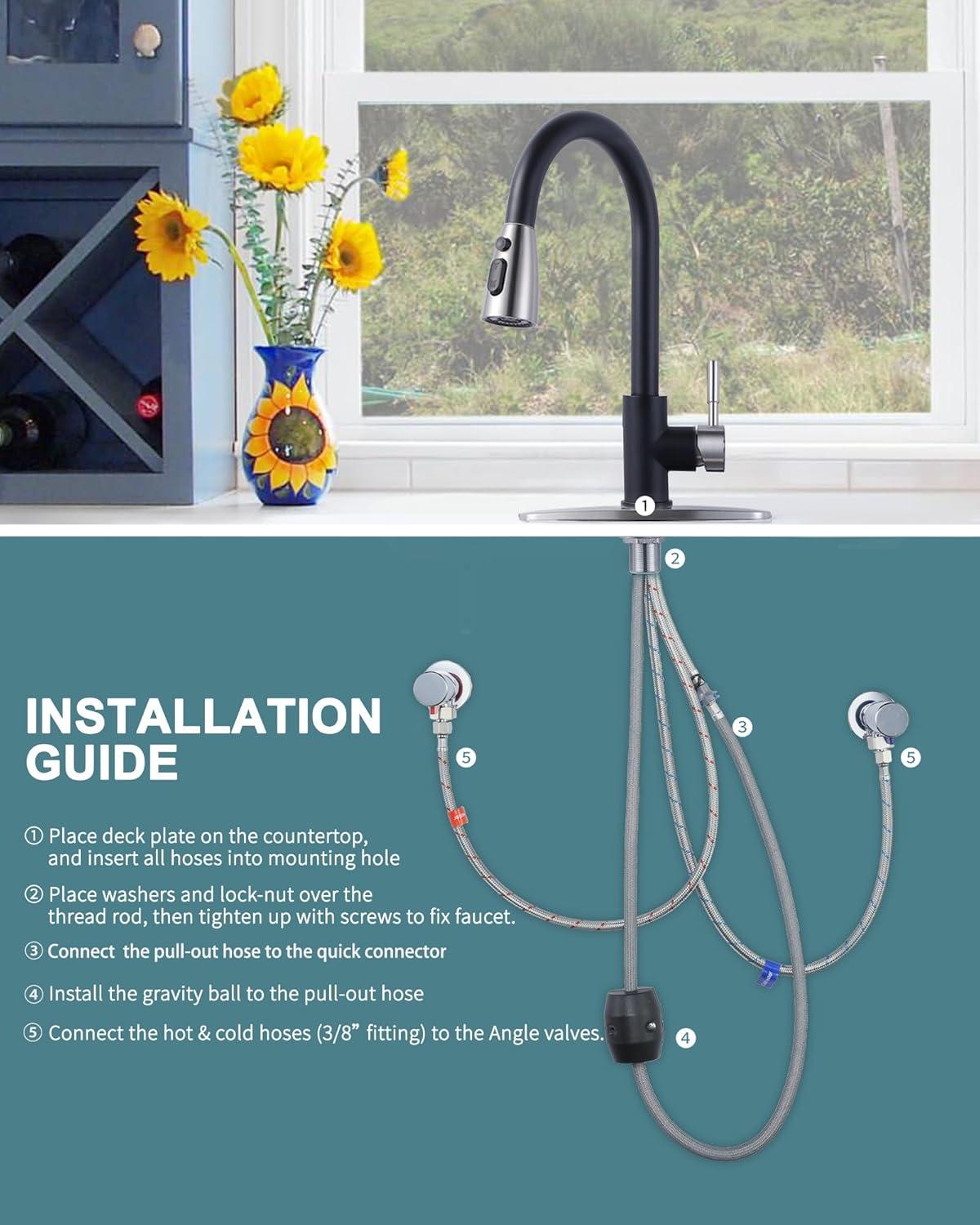 High Arc Pull Down Kitchen Faucet with Sprayer