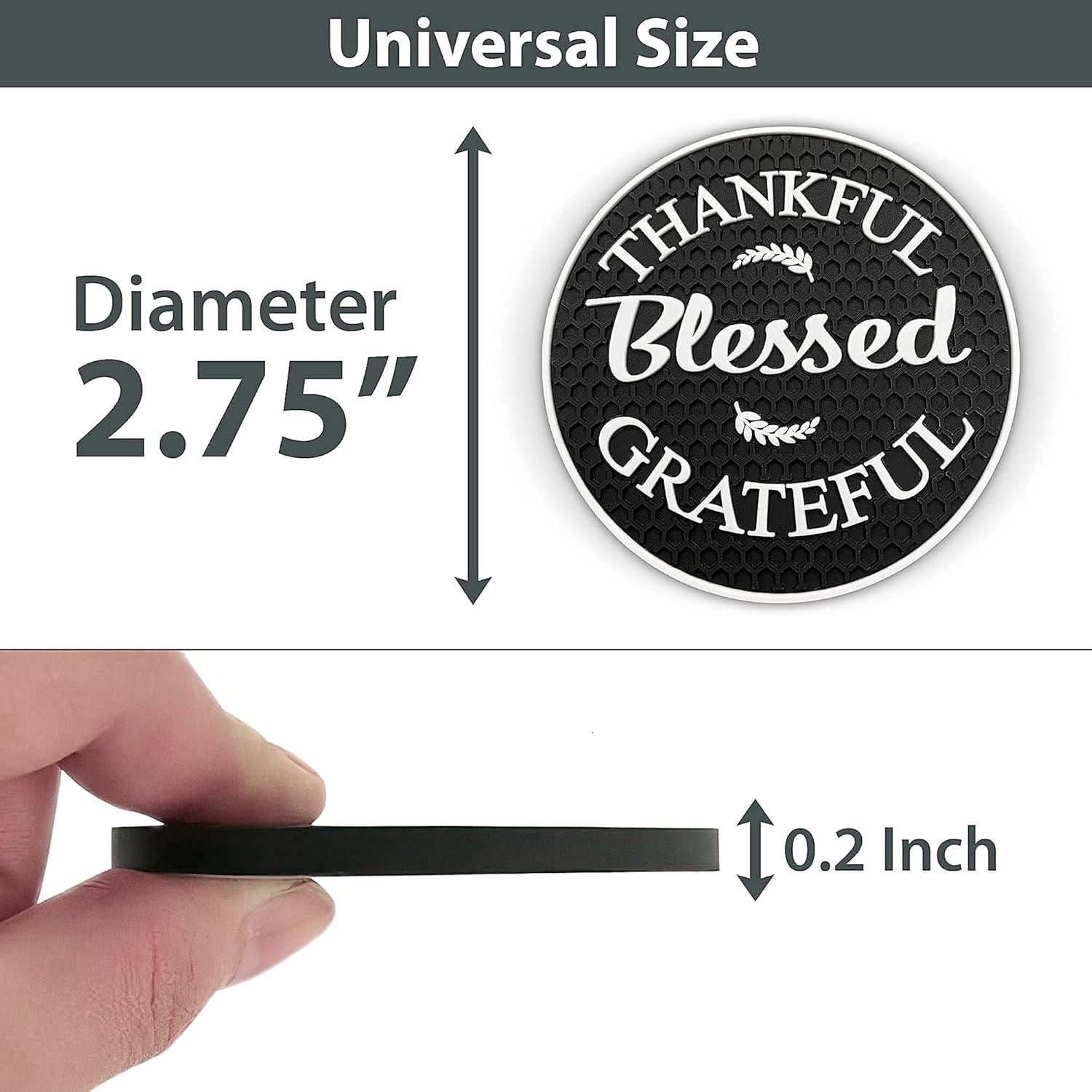 Proverbs 18:10 Products Cute Coasters and Accessories / (4) Pack / Car Cup Holders / Thankful Grateful Blessed Interior Accessories, Black