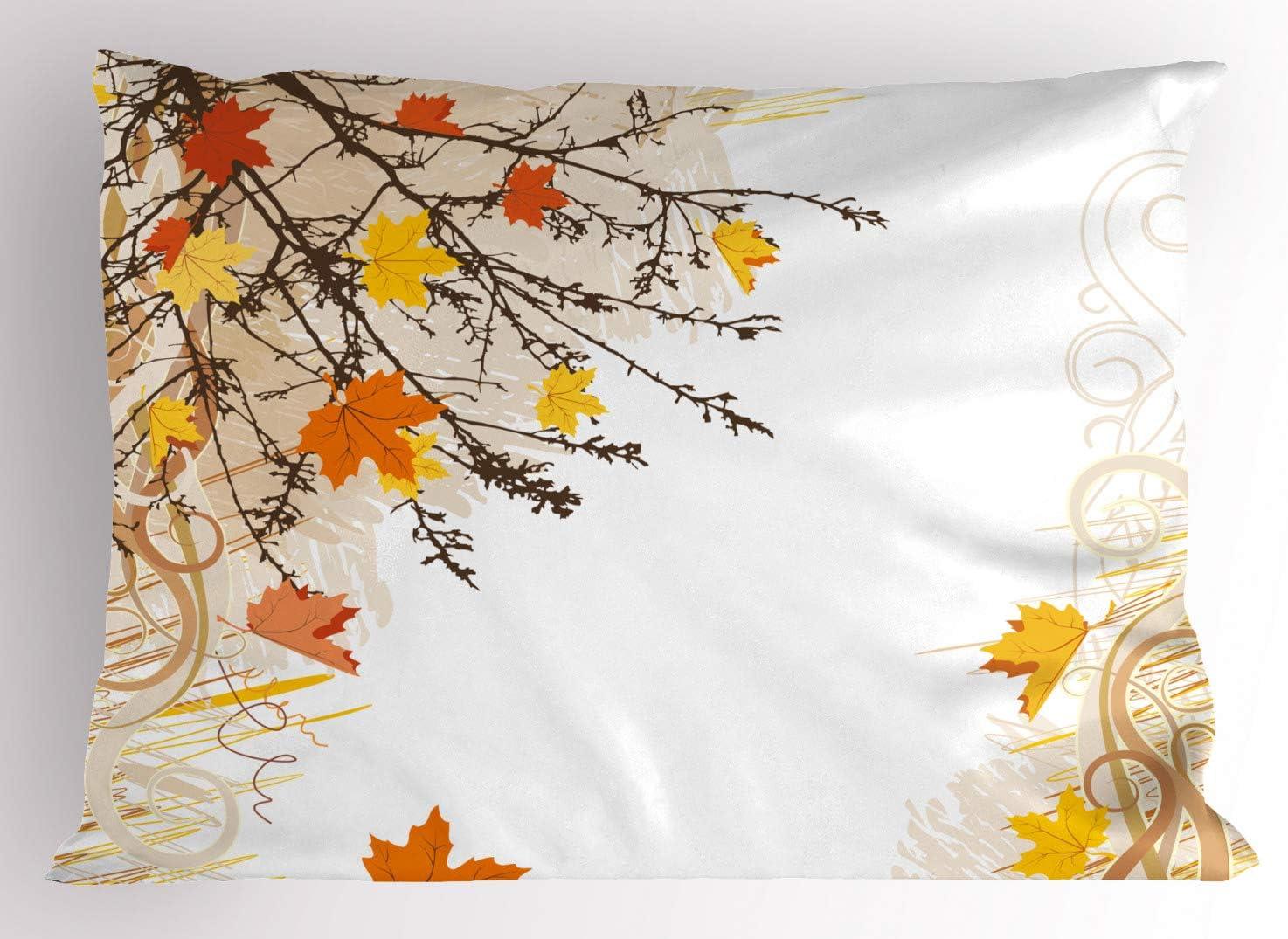 Autumn Maple Leaves Branches Polyester Pillow Sham