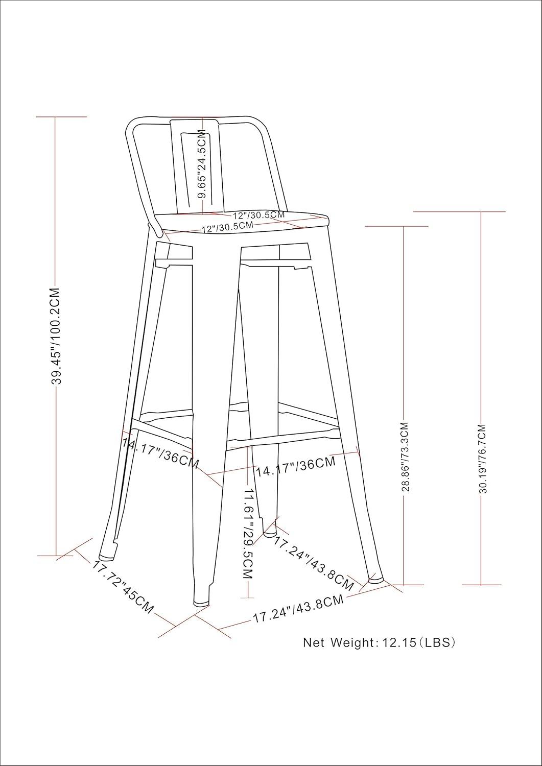 Rayne Industrial Distressed White 30" Metal Bar Stool Set