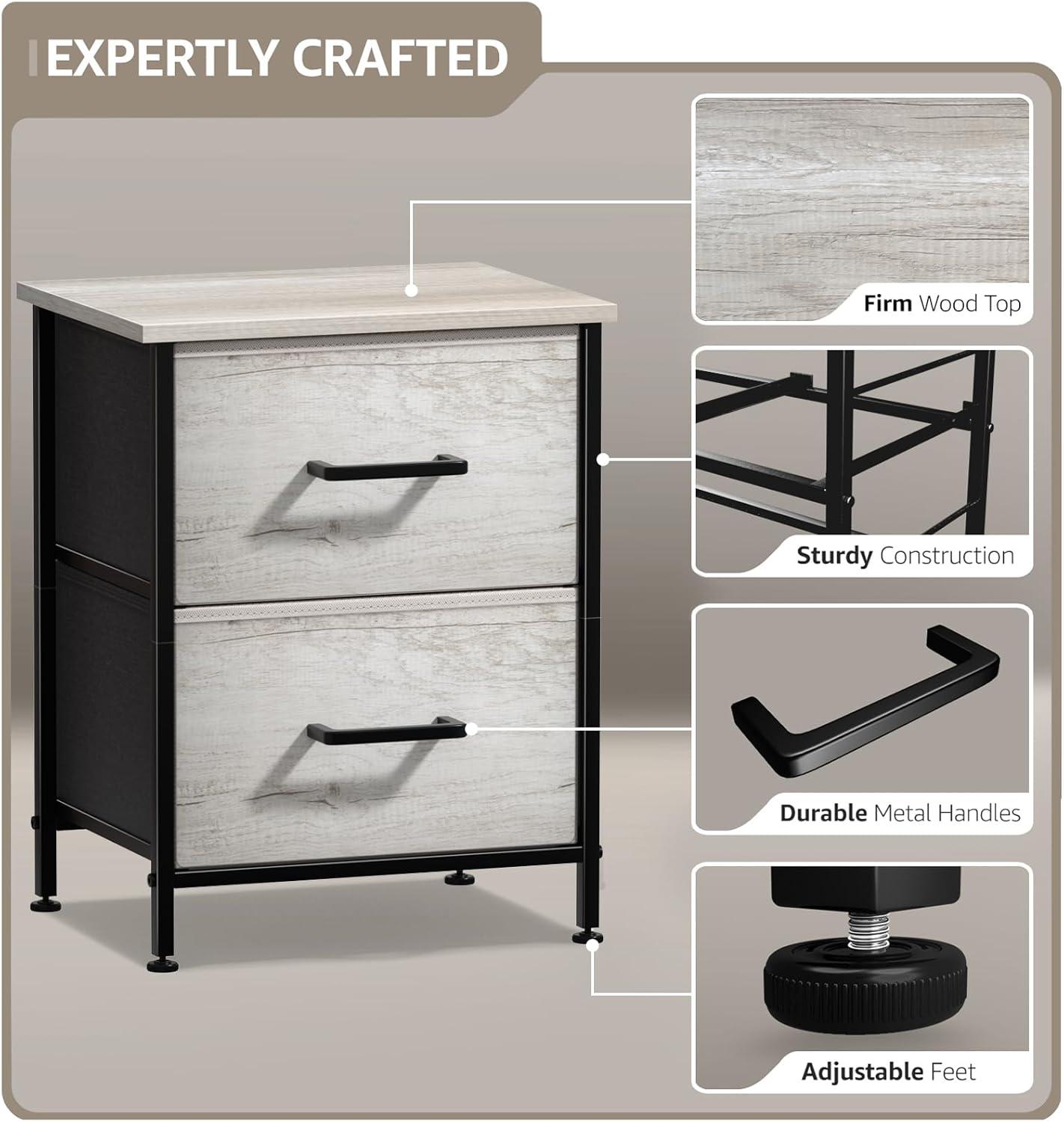 Sorbus Sorbus Nightstand with 2 Drawers in Rustic