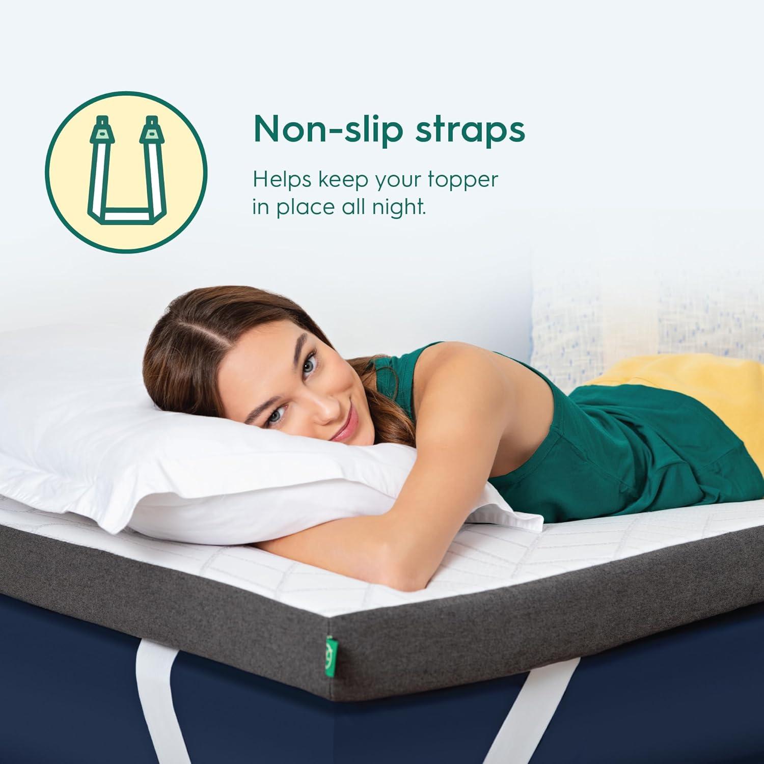 Sleepyhead Twin XL 2 Inch Copper Infused Cooling Memory Foam Mattress Topper – Washable Cover, Thick & Comfortable College Dorm Bedding Pad, Dorm Room Essentials (XL Twin 2")