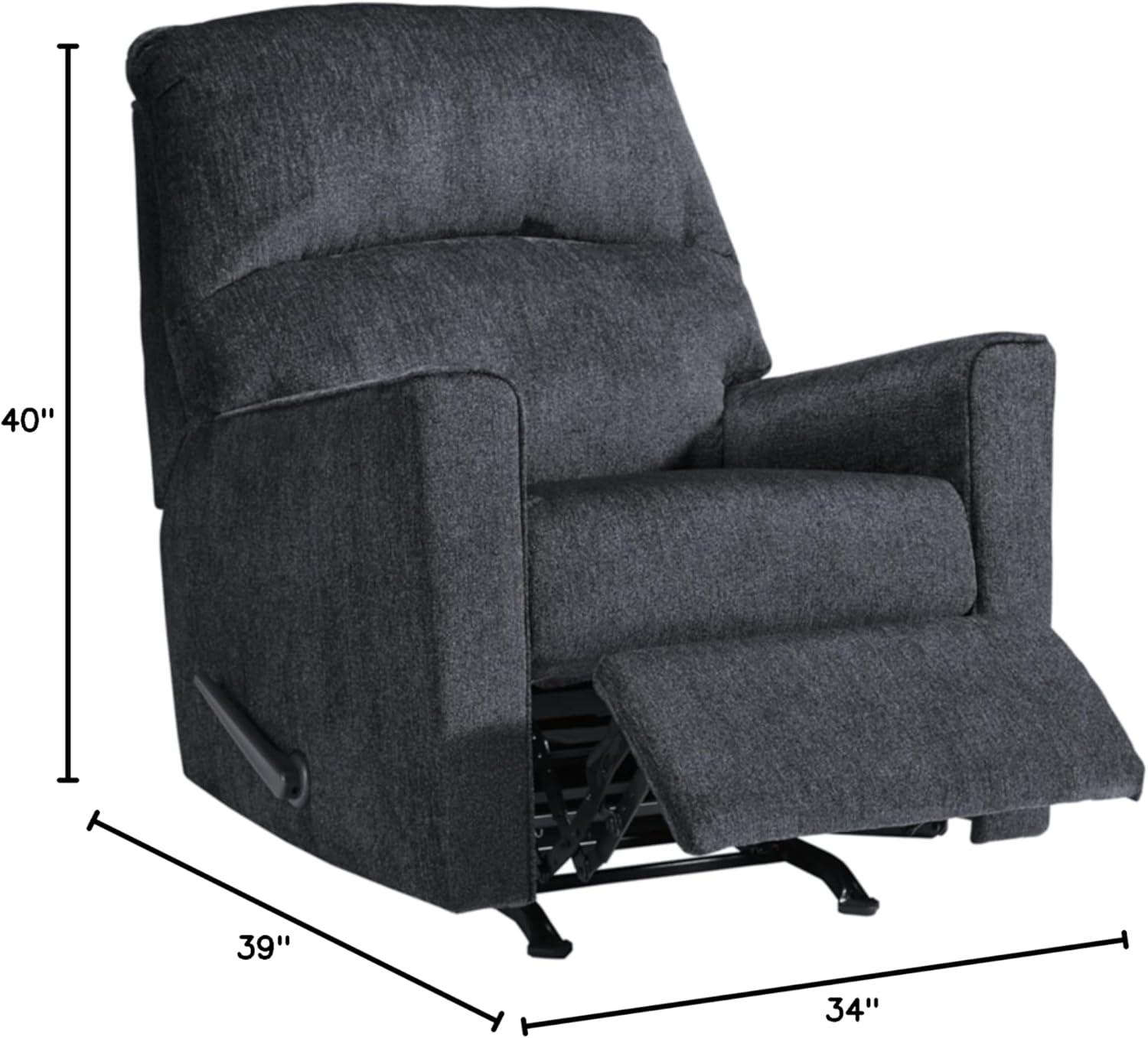 Fabric Upholstered Rocker Recliner with Tufted Back Charcoal Gray - Saltoro Sherpi