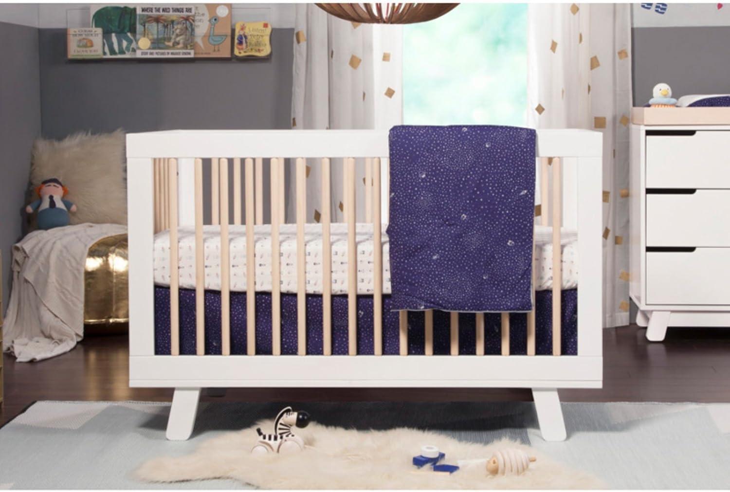 Babyletto Hudson Washed Natural Wood 3-in-1 Convertible Baby Crib with Toddler Bed Conversion Kit