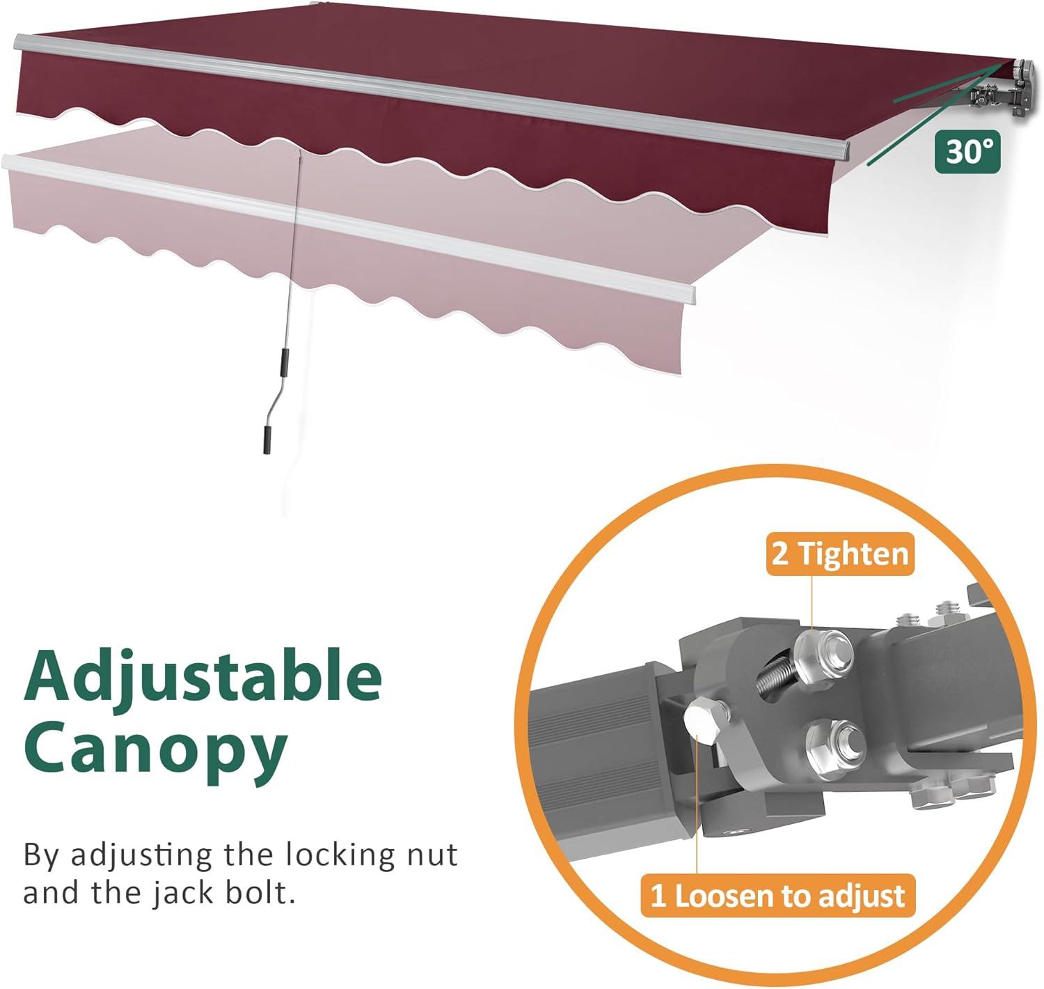 Macrout Patio Awning 8x7 Feet Sunshade Canopy for Manual Retractable Awnings, 4607 (Burgundy)