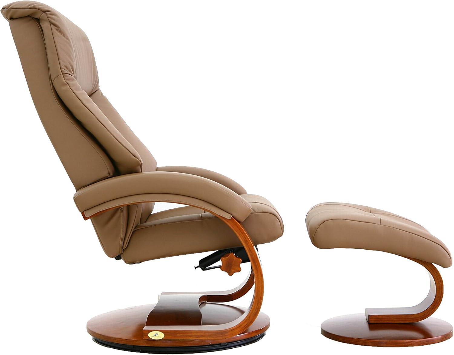 Relax-R™ Montreal Recliner and Ottoman in Sand Top Grain Leather