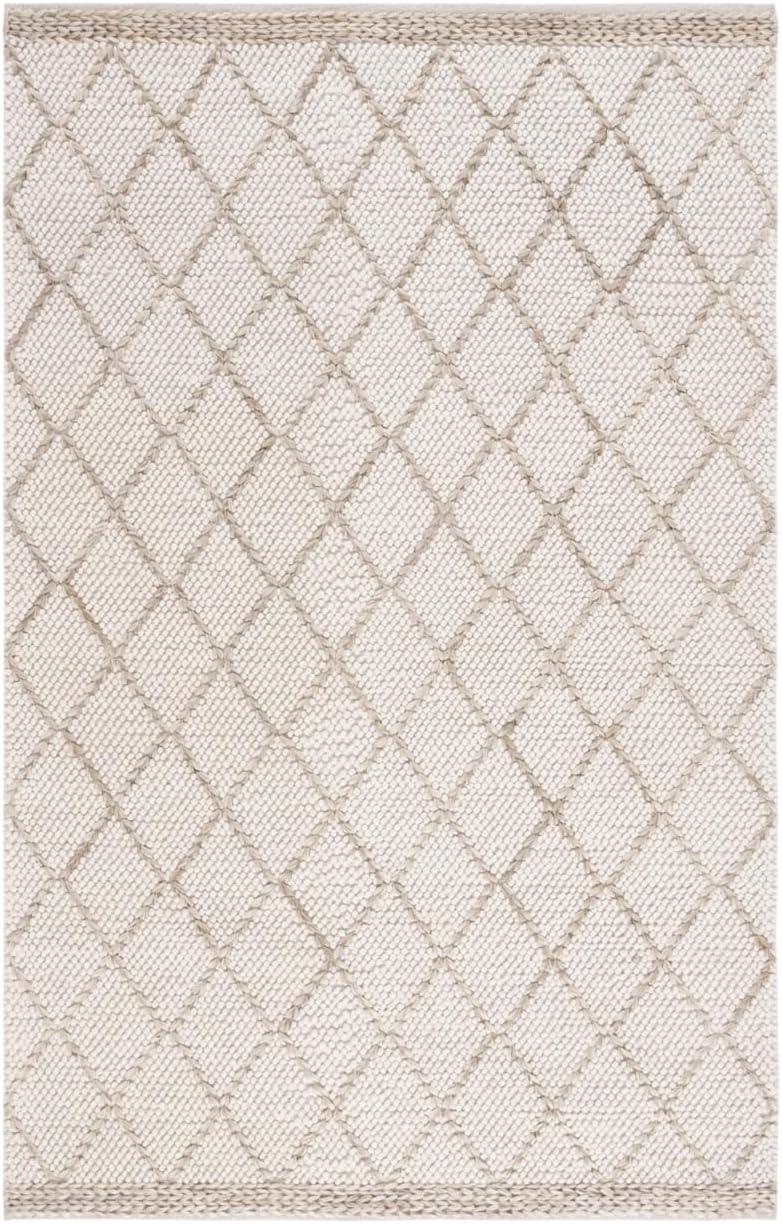 Ivory and Natural Flat Woven Wool Area Rug 9' x 12'