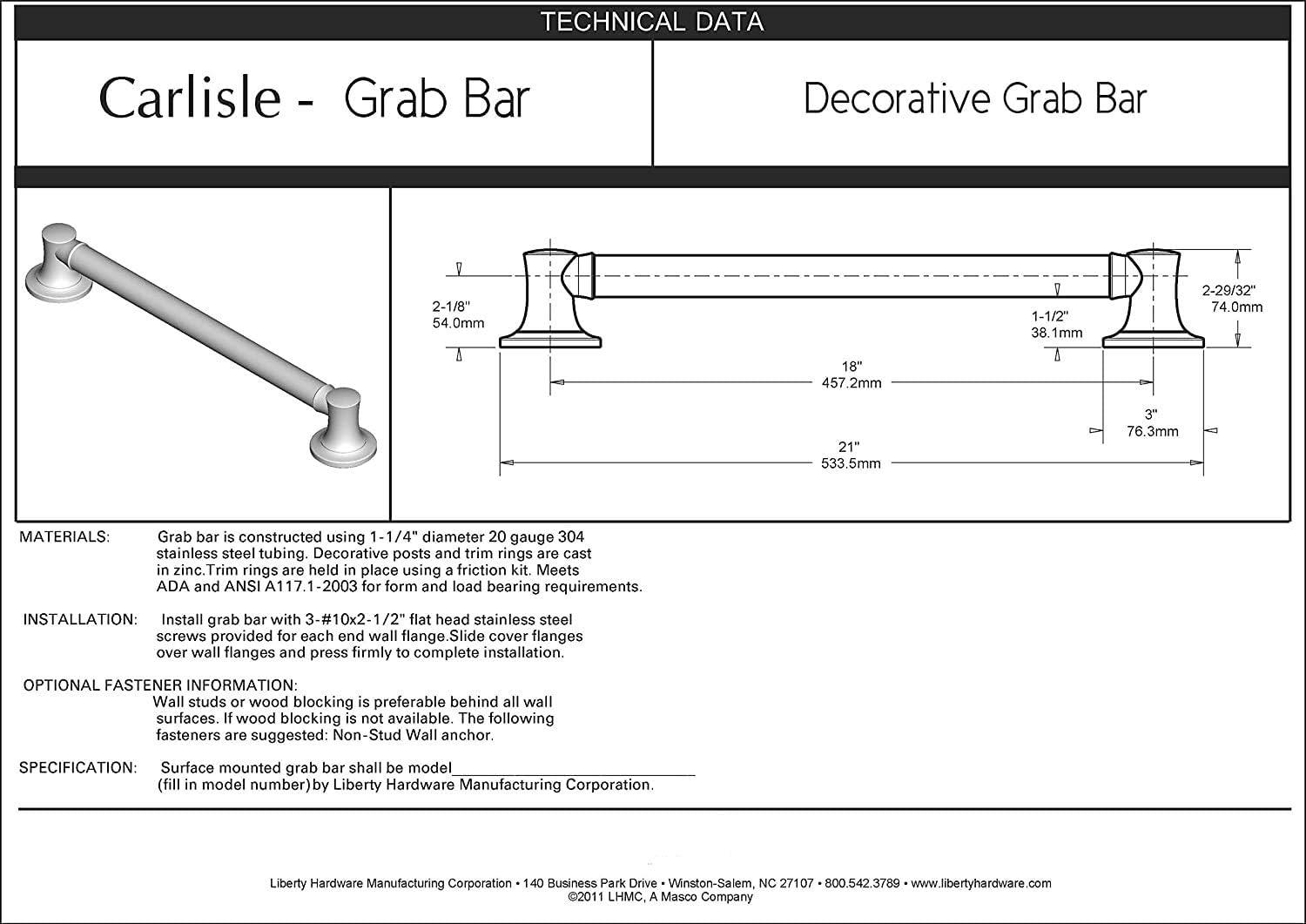 Delta Carlisle 24" Satin Nickel Stainless Steel Shower Grab Bar