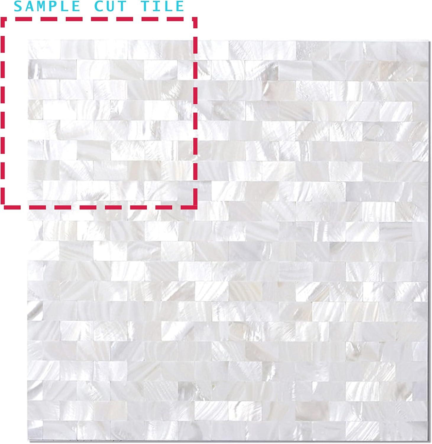 Nacreous White Multi-Finish Square Peel and Stick Wall Tile