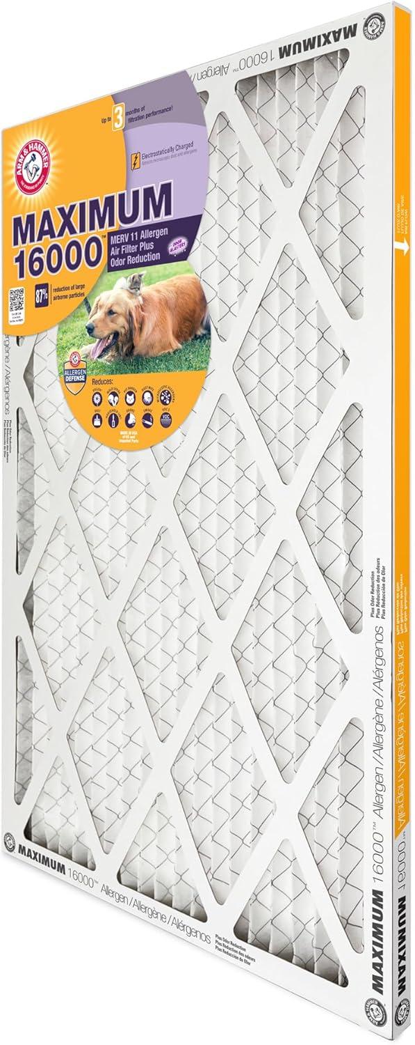 18x18x1 Arm & Hammer Maximum 16000 Allergen Odor Air Filters (MERV 11) (4-Pack)