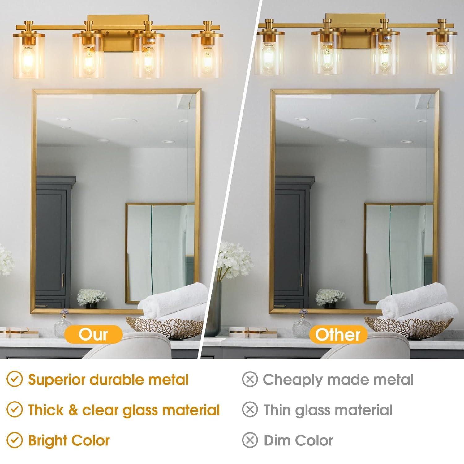 4 - Light Dimmable Vanity Light Mirror Headlights