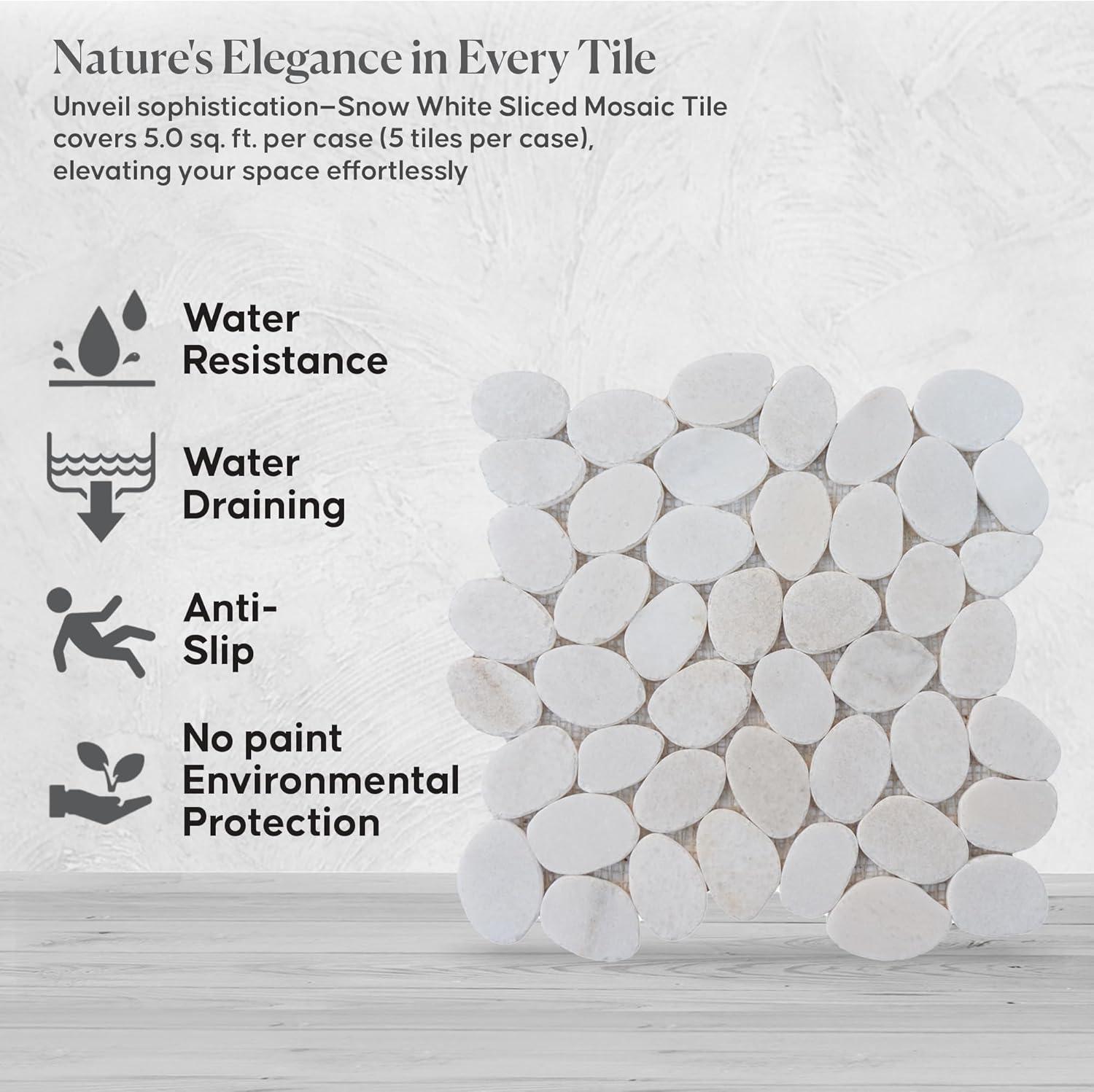 b.o.i Hawaii 12" x 12" Natural Stone Pebbles Mosaic Wall & Floor Tile