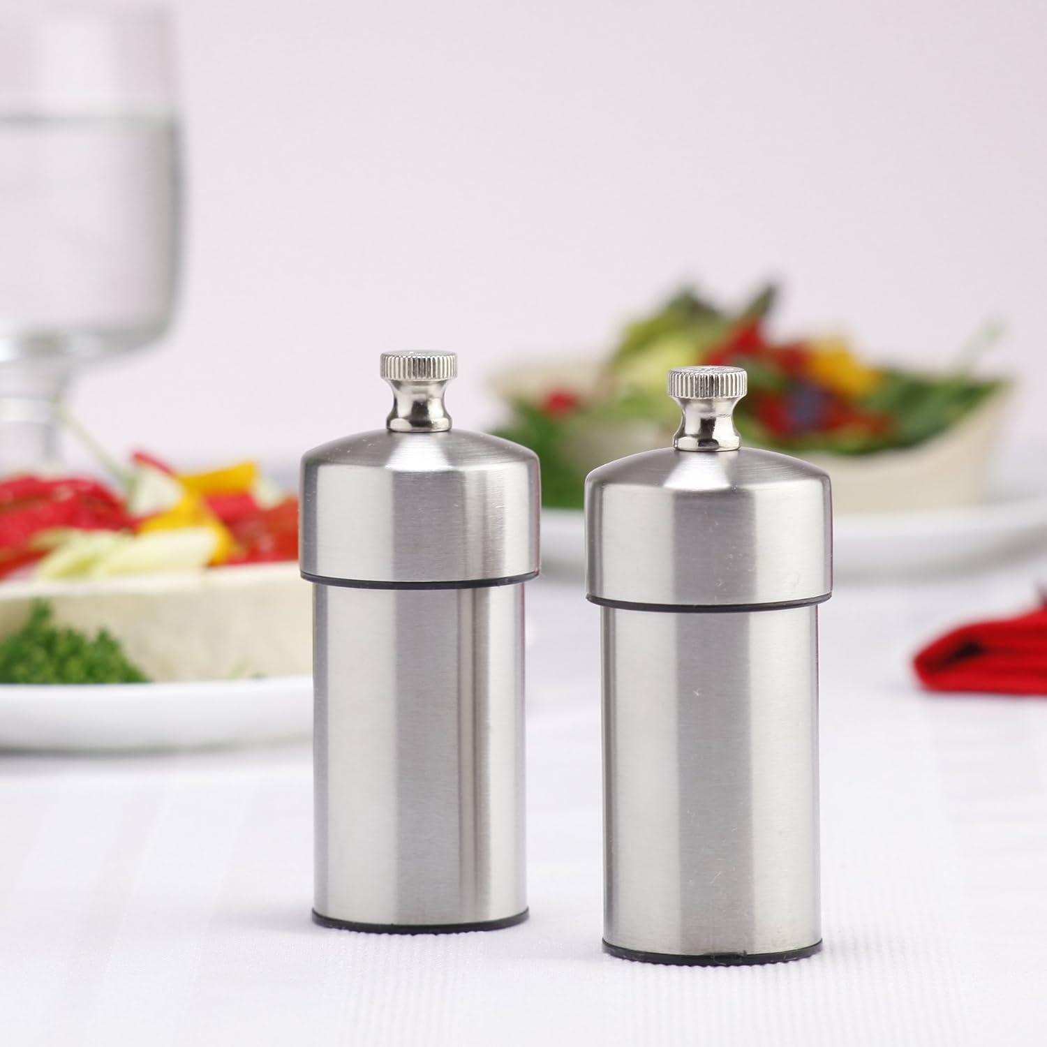 Stainless Steel 4-Inch Pepper and Salt Mill Set