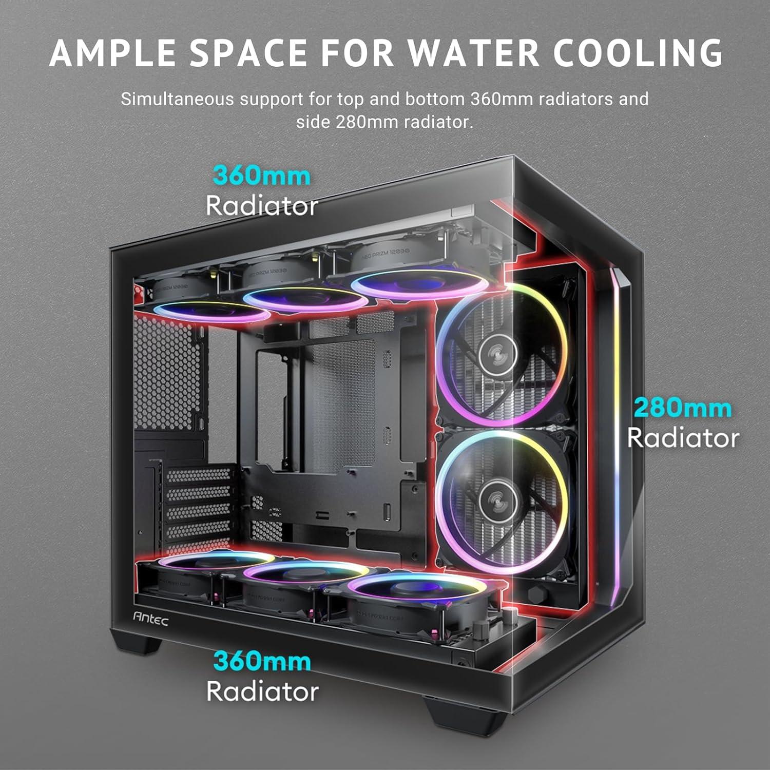 Black Tempered Glass Mid-Tower Gaming PC Case