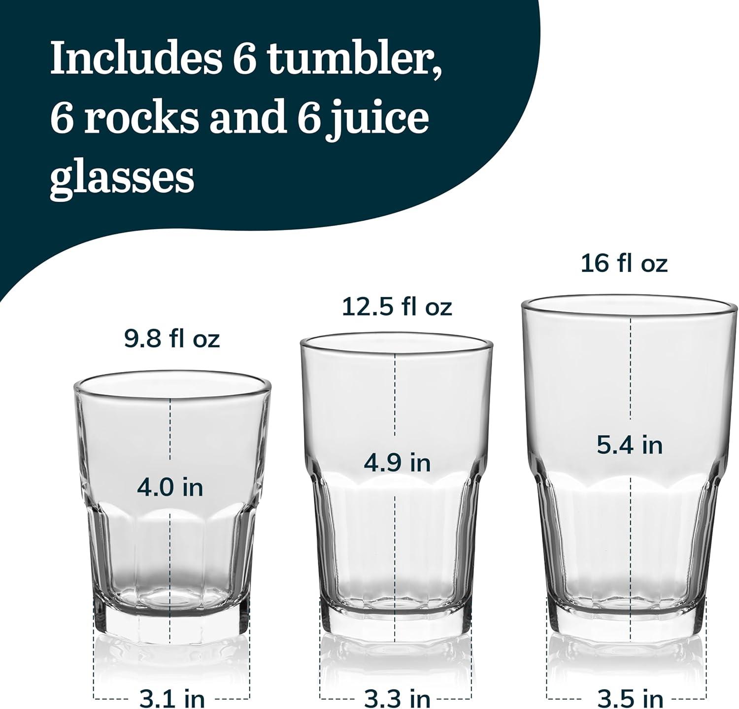 Libbey Libbey Boston 18-Piece Tumbler, Rocks and Juice Glass Set