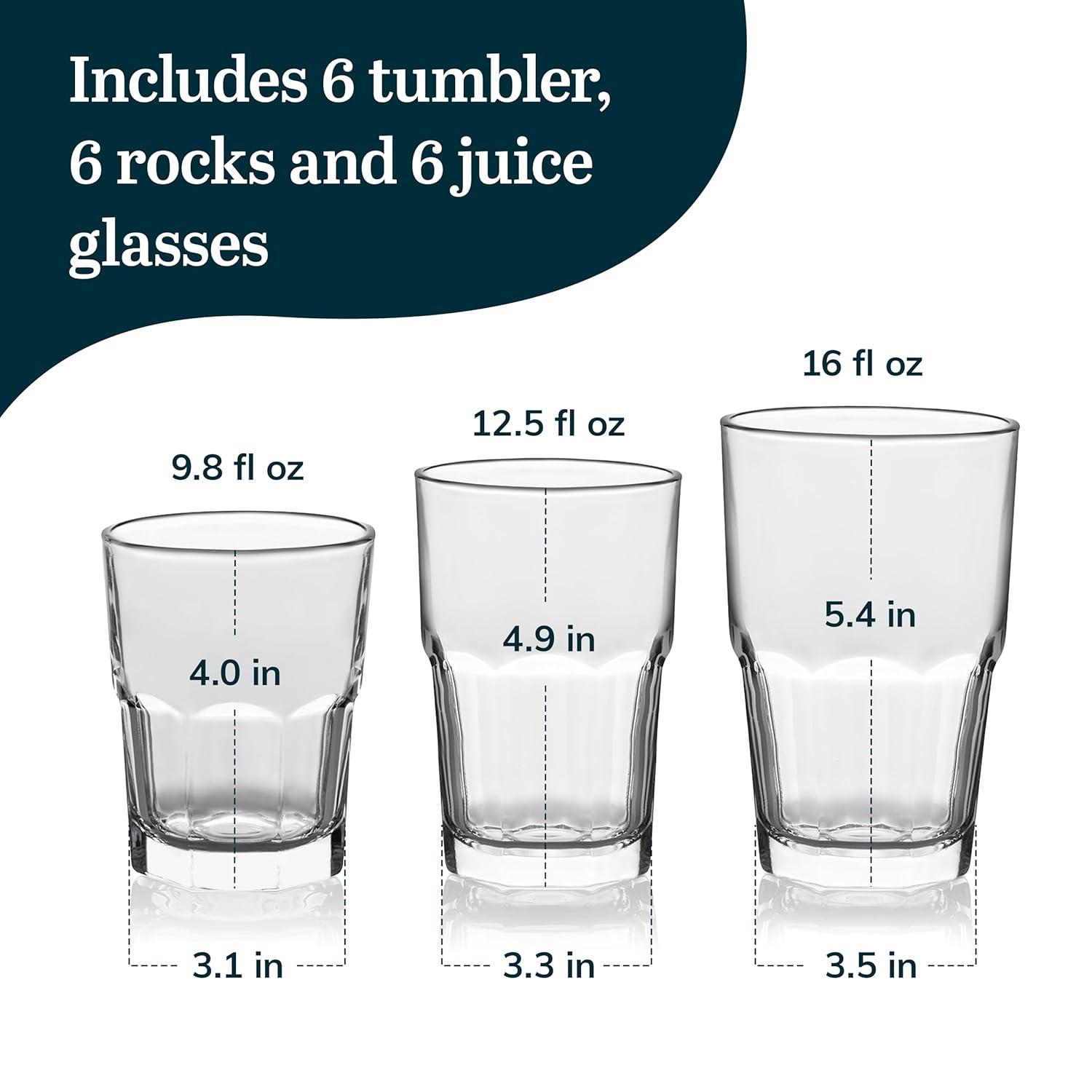 Libbey Libbey Boston 18-Piece Tumbler, Rocks and Juice Glass Set