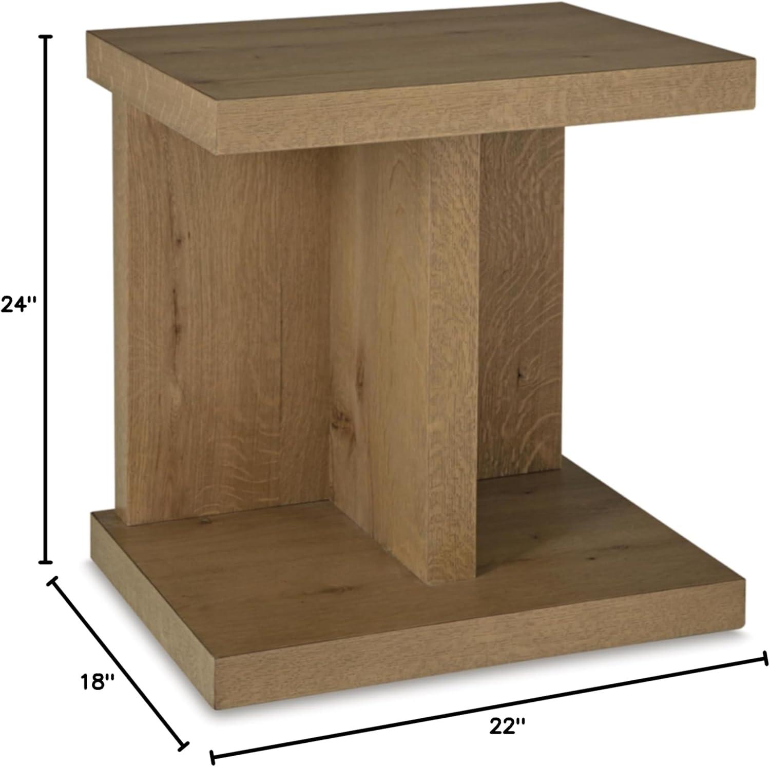 Signature Design by Ashley Brinstead Modern Chairside End Table with USB Charging Ports, Light Brown