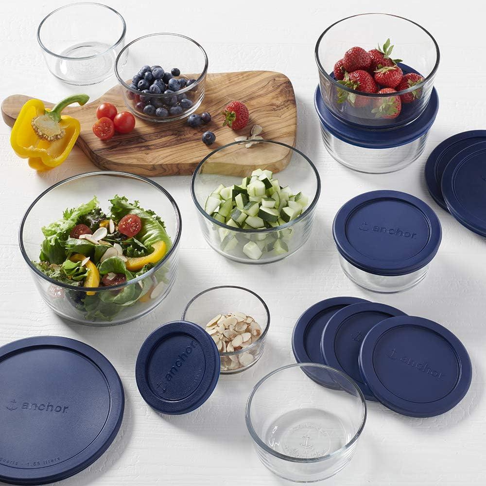 18-Piece Blue Glass Meal Prep Canister Set with Lids