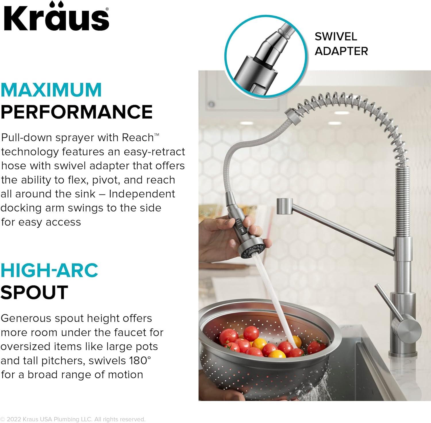 Kraus Bolden Touchless Sensor Commercial Style 2-Function Single Handle Pull-Down Kitchen Faucet