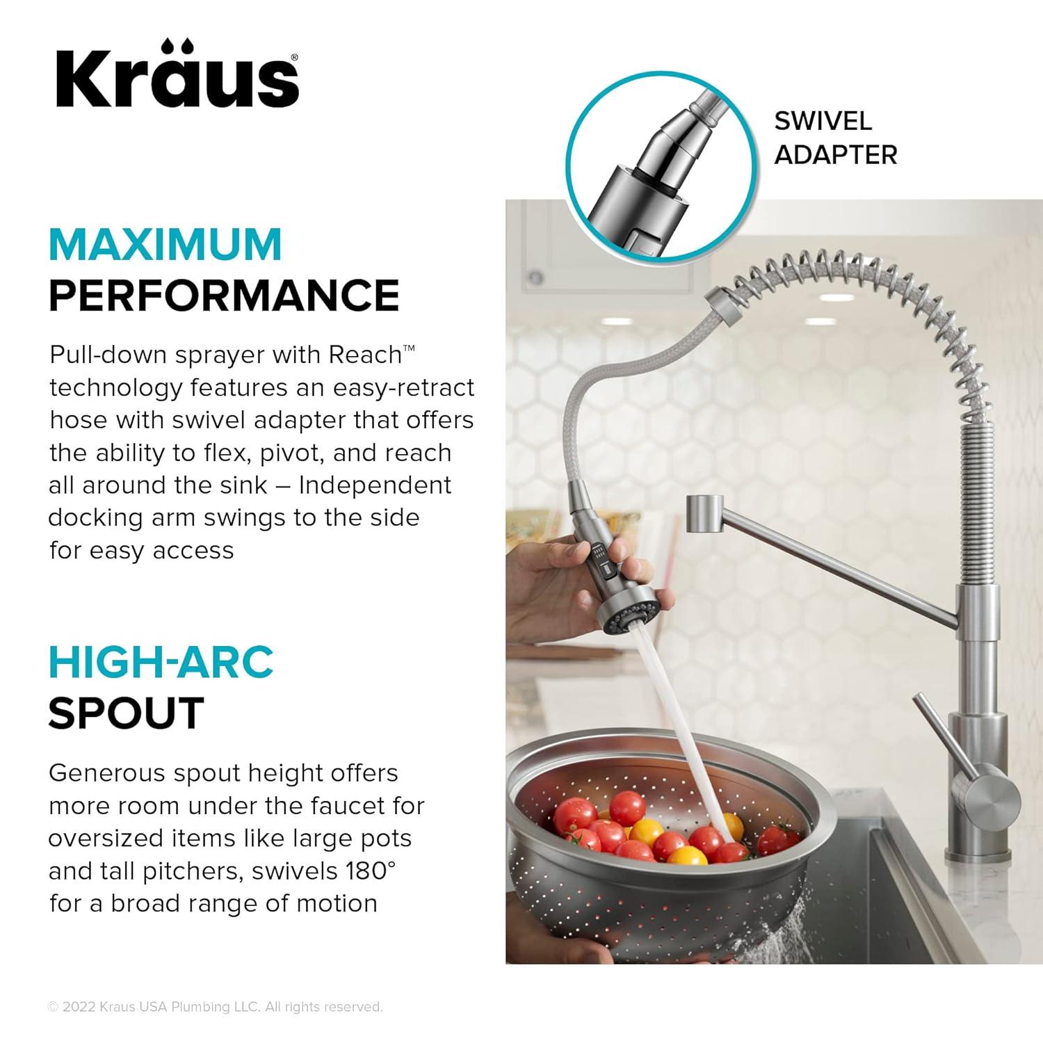 Kraus Bolden Touchless Sensor Commercial Style 2-Function Single Handle Pull-Down Kitchen Faucet
