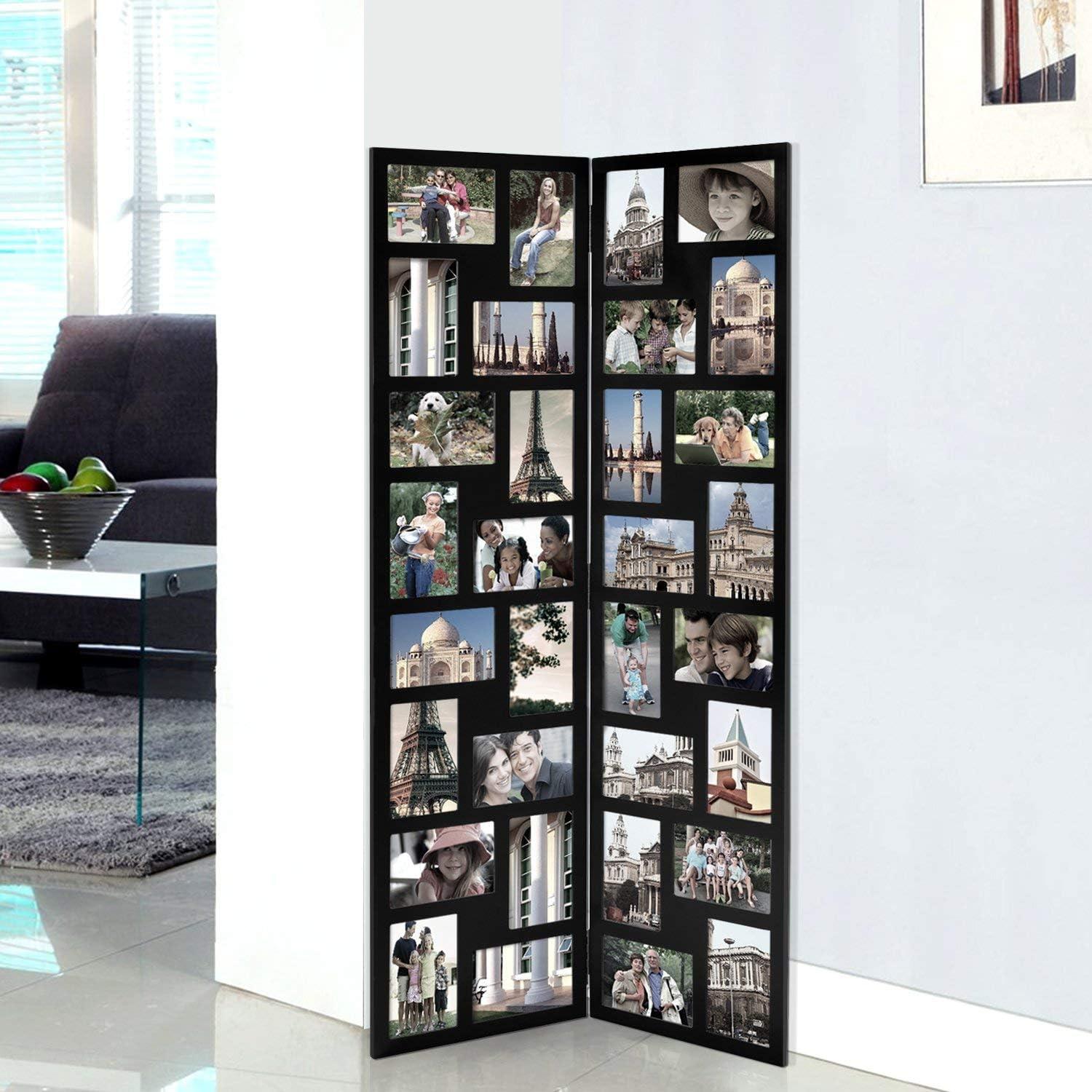 Black Wood Hinged Folding Screen Collage Picture Frame