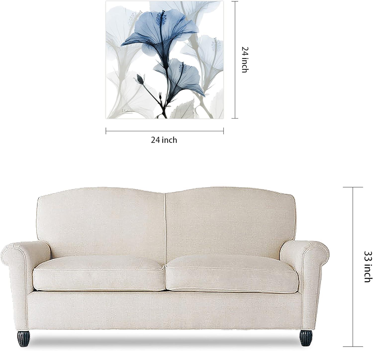 Blue Xray Floral Frameless Free Floating 24 in x 24 in Photography Art Prints, by Empire Art