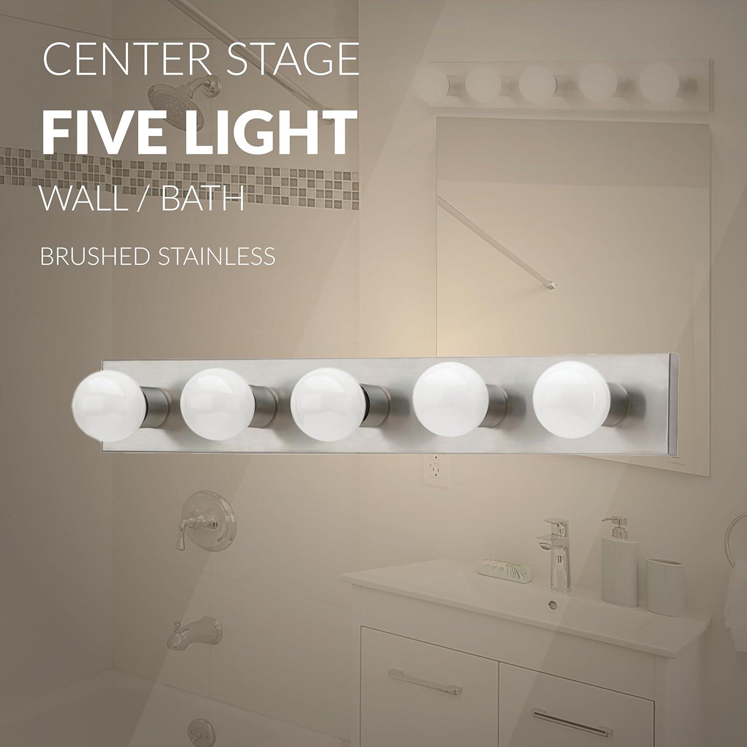 Brushed Stainless Steel 5-Light Dimmable Vanity Fixture