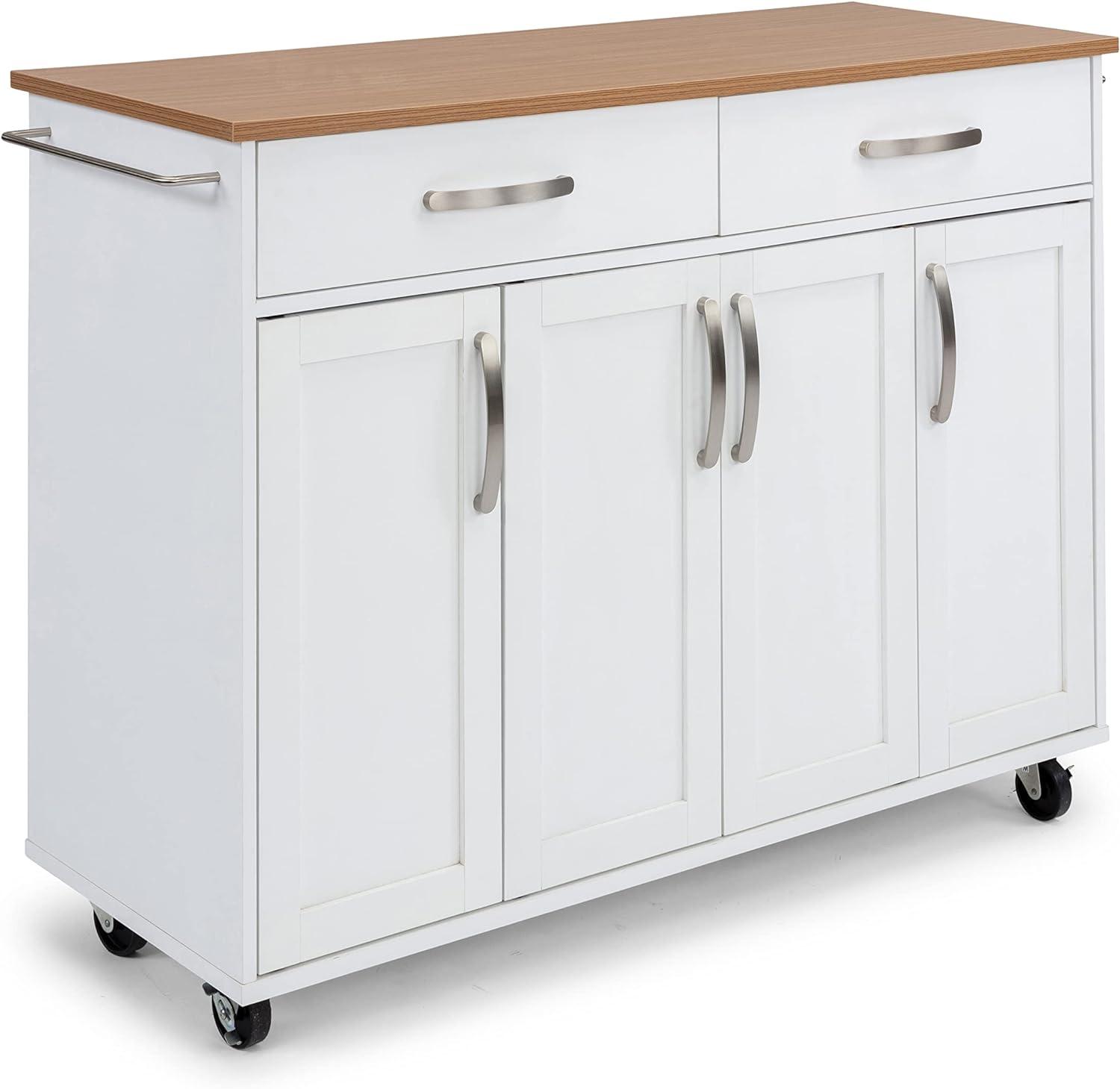 Homestyles 51"W Storage Plus Off White Wood Kitchen Cart